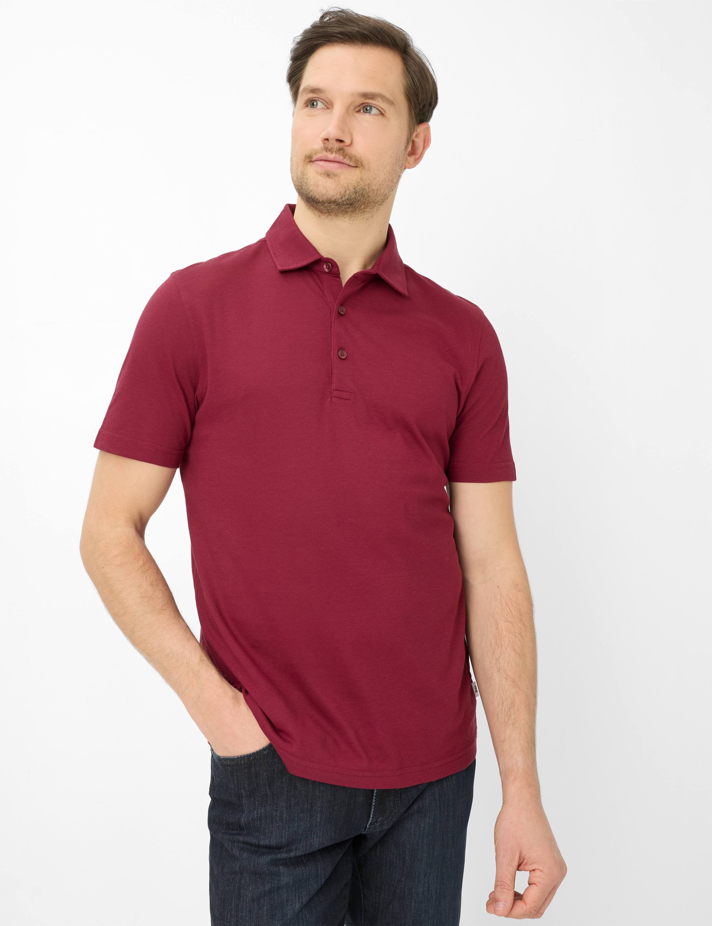 Brax Herren Polo Style PEPE wildberry, dunkelrot, Gr. M