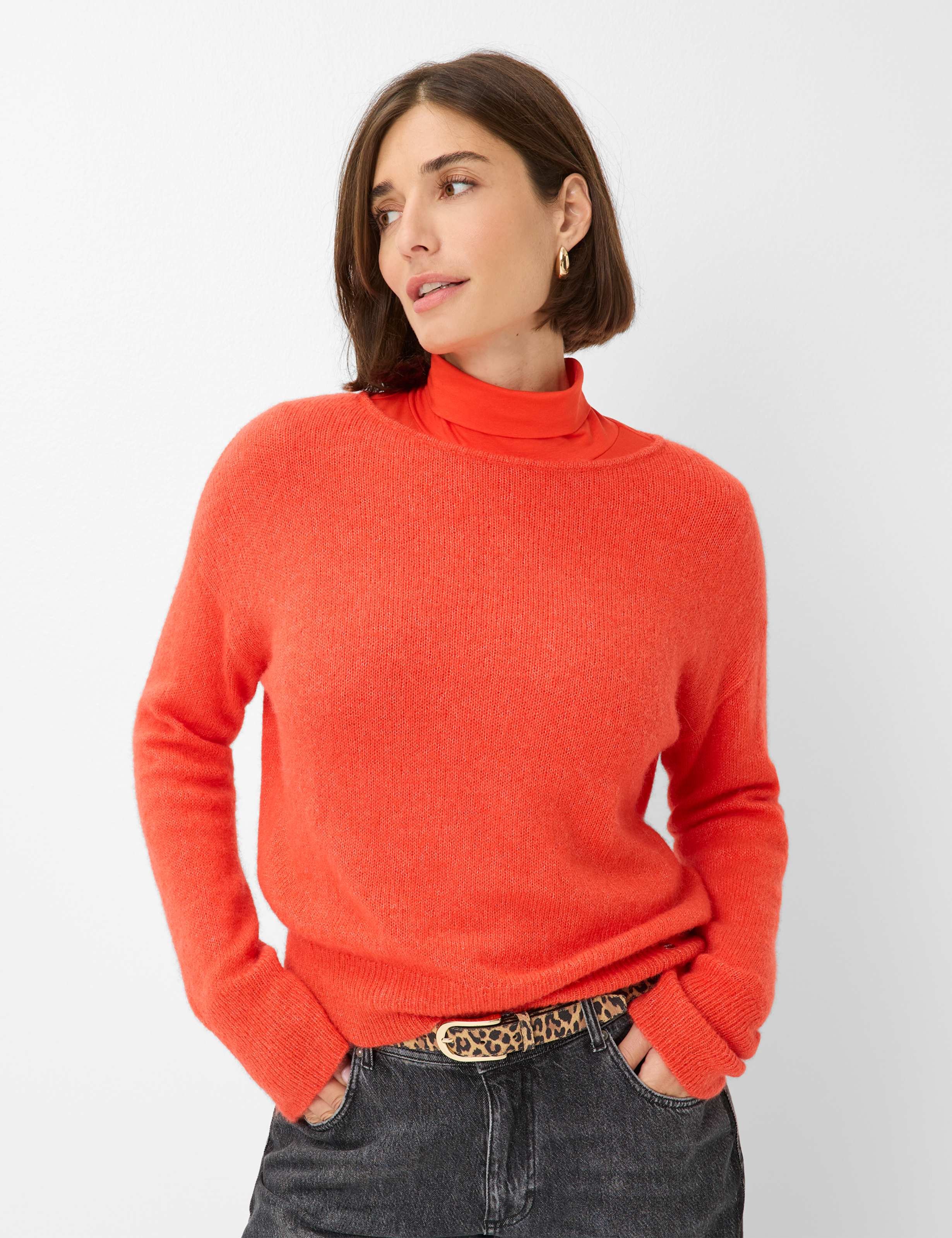 Thumbnail - Brax Damen Strickpullover Style LISA mandarin, hellrot, Gr. 42