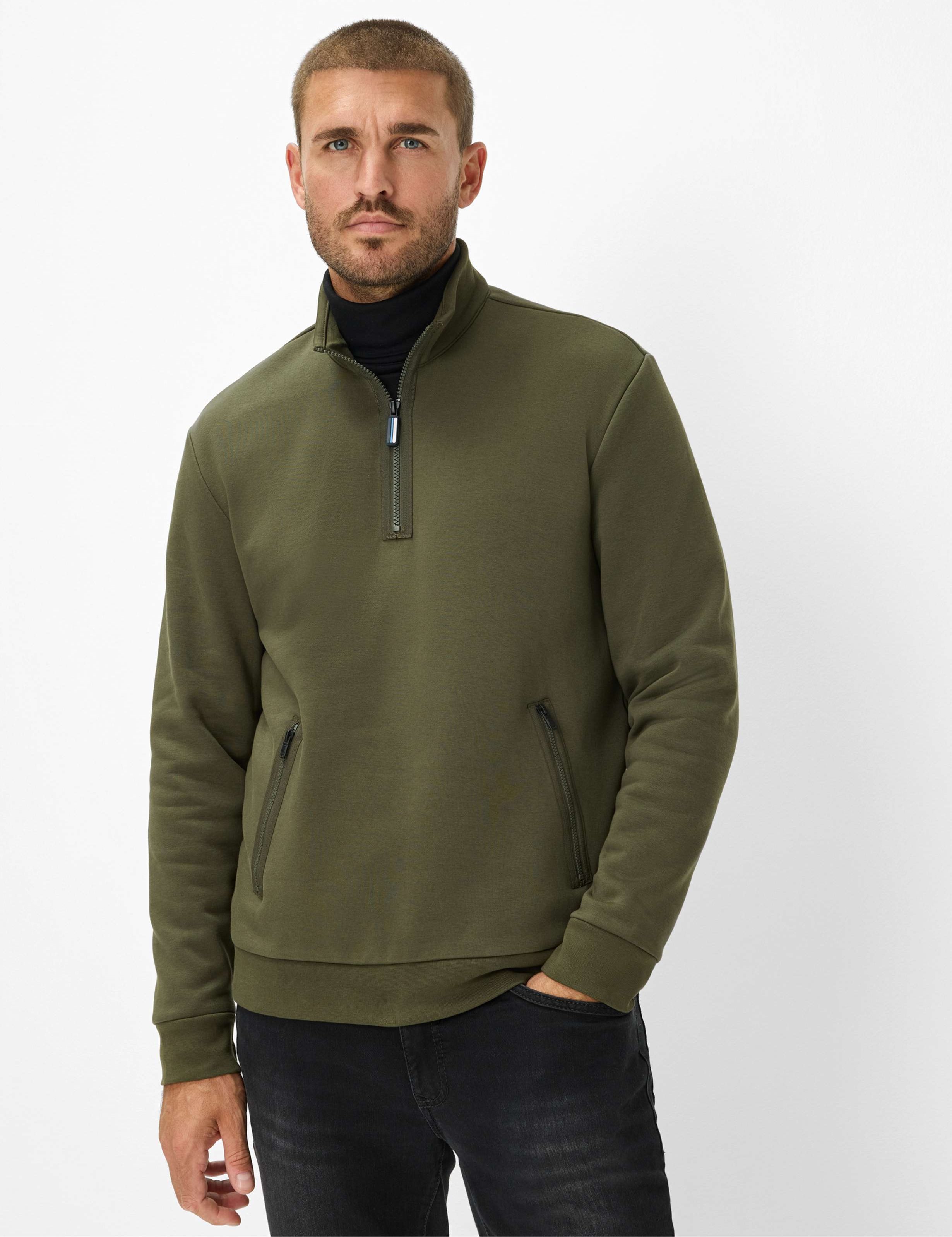 Thumbnail - Brax Herren Sweatshirt Style SION olive Grün Oliv, grün - oliv, Gr. M