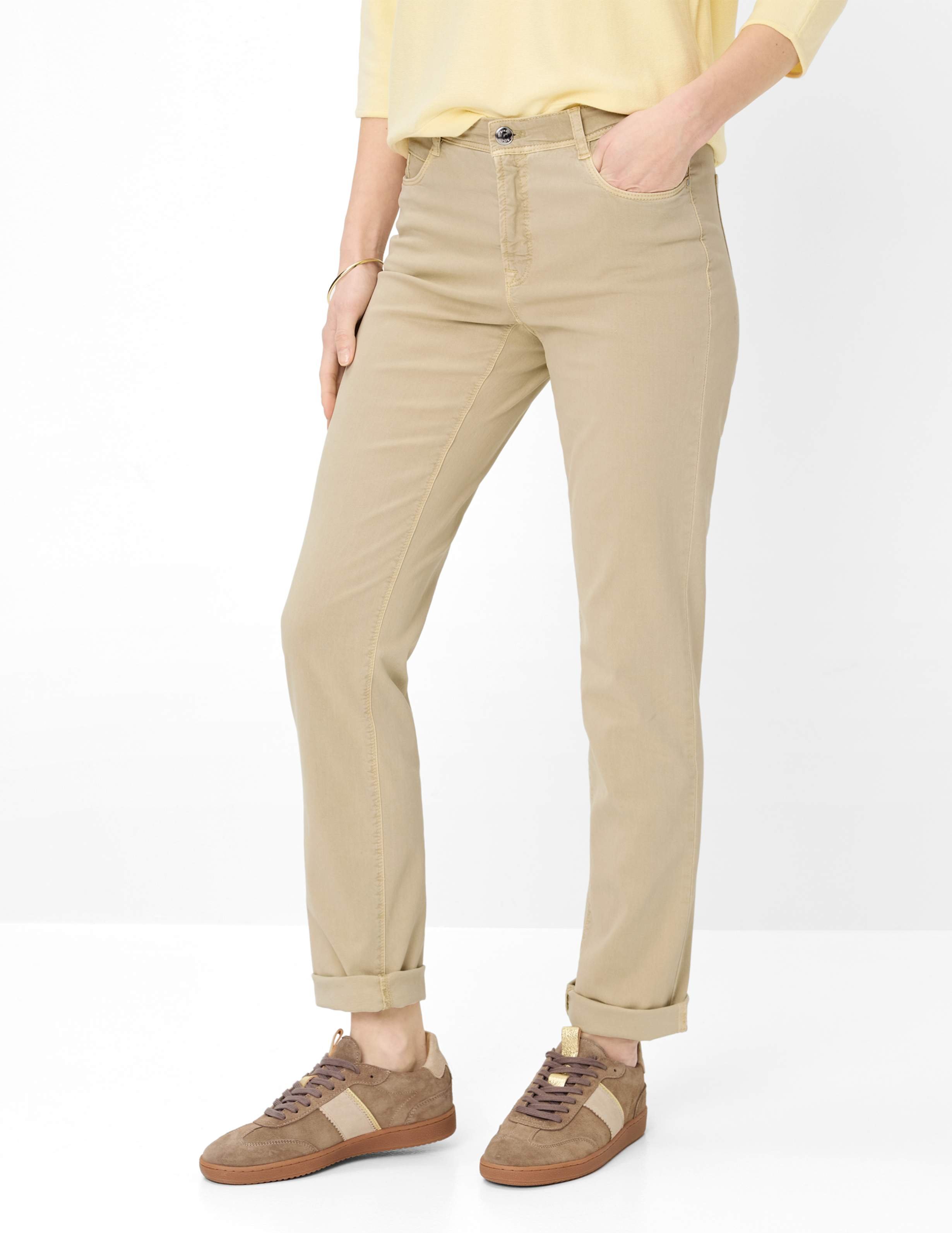 Brax Damen Five-Pocket-Hose Style CAROLA SANDSHELL, Beige, Gr. 46