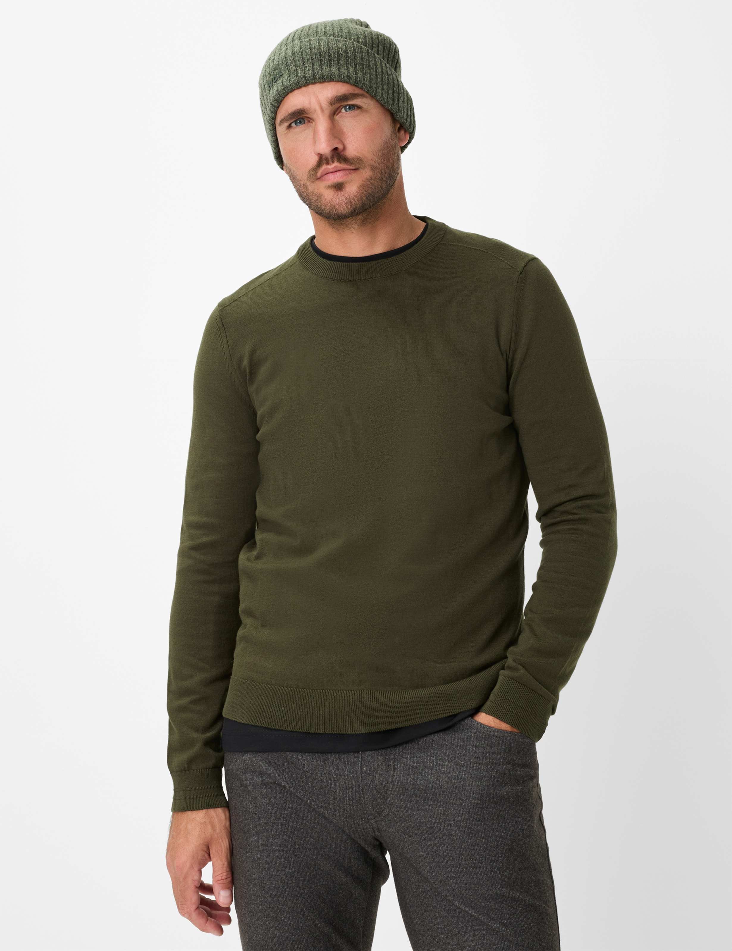 Thumbnail - Brax Herren Strickpullover Style RICK olive Grün Oliv, grün - oliv, Gr. XL