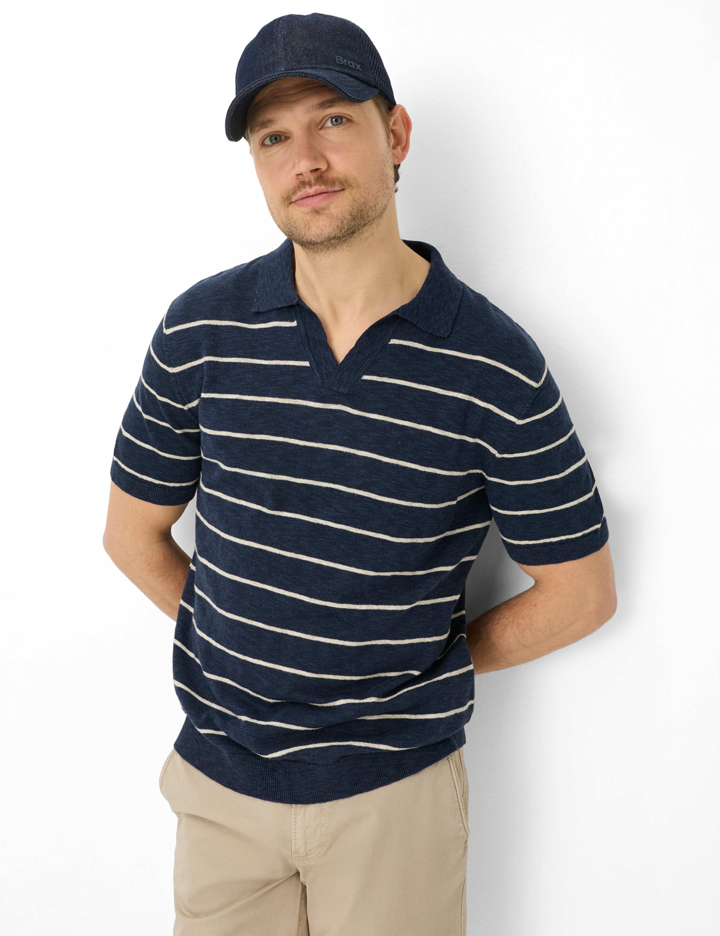 Brax Herren Strickpolo Style PASCAL navy, dunkelblau, Gr. L