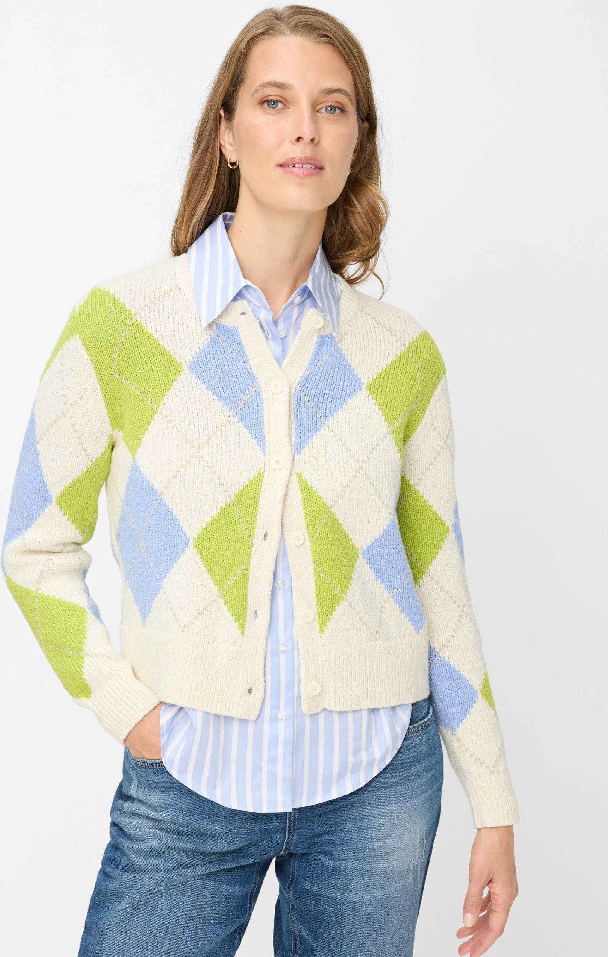 Brax Damen Strickjacke Style ANN soft ecru, mehrfarbig, Gr. 42