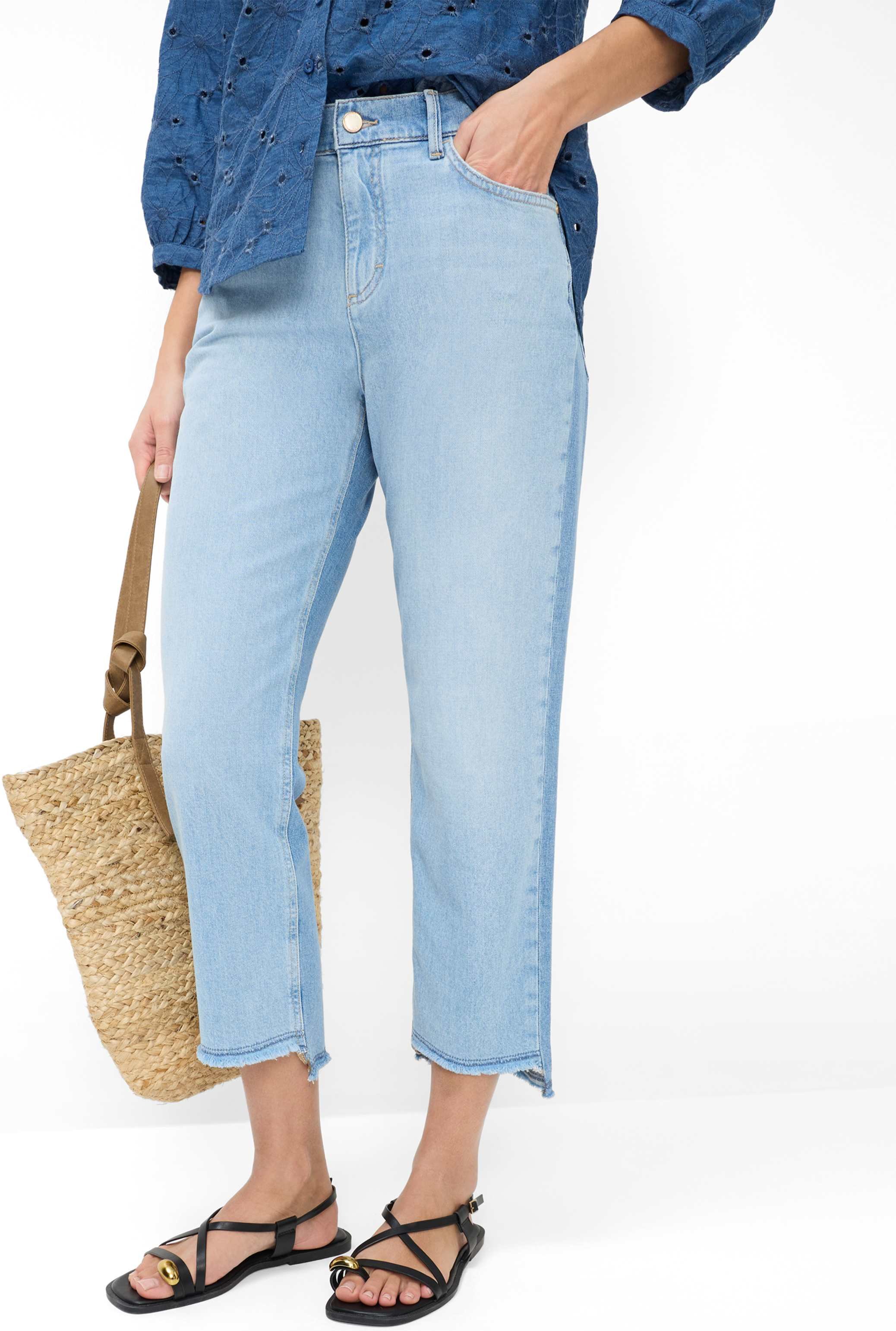 Brax Damen Five-Pocket-Hose Style MADISON S TWO TONES BRIGHT SEA, denim hellblau, Gr. 42