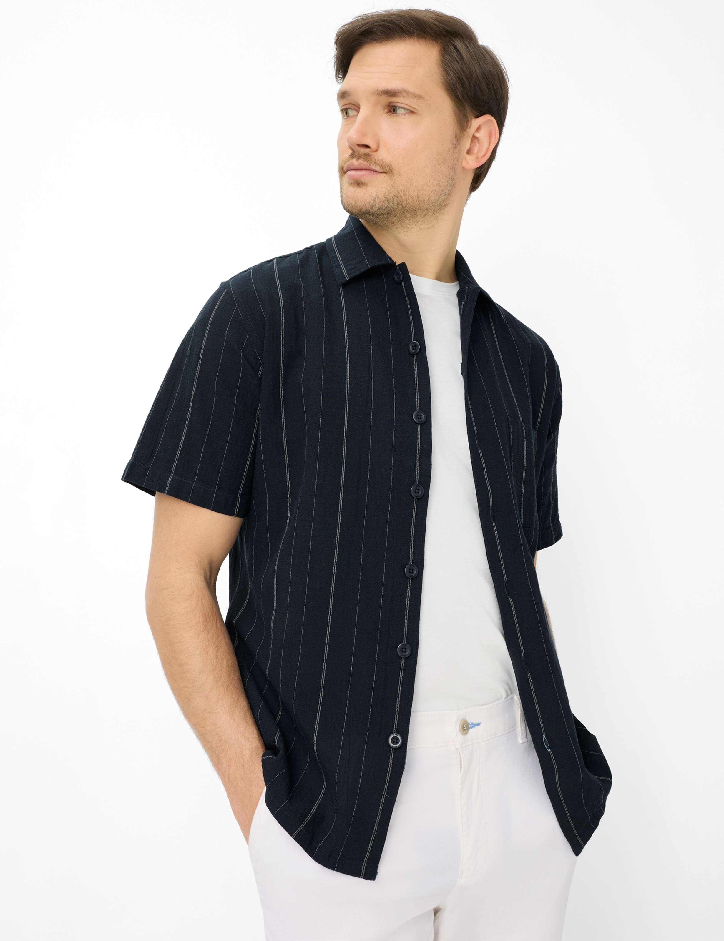 Brax Herren Hemd Style LUKE marine, Blau, Gr. M