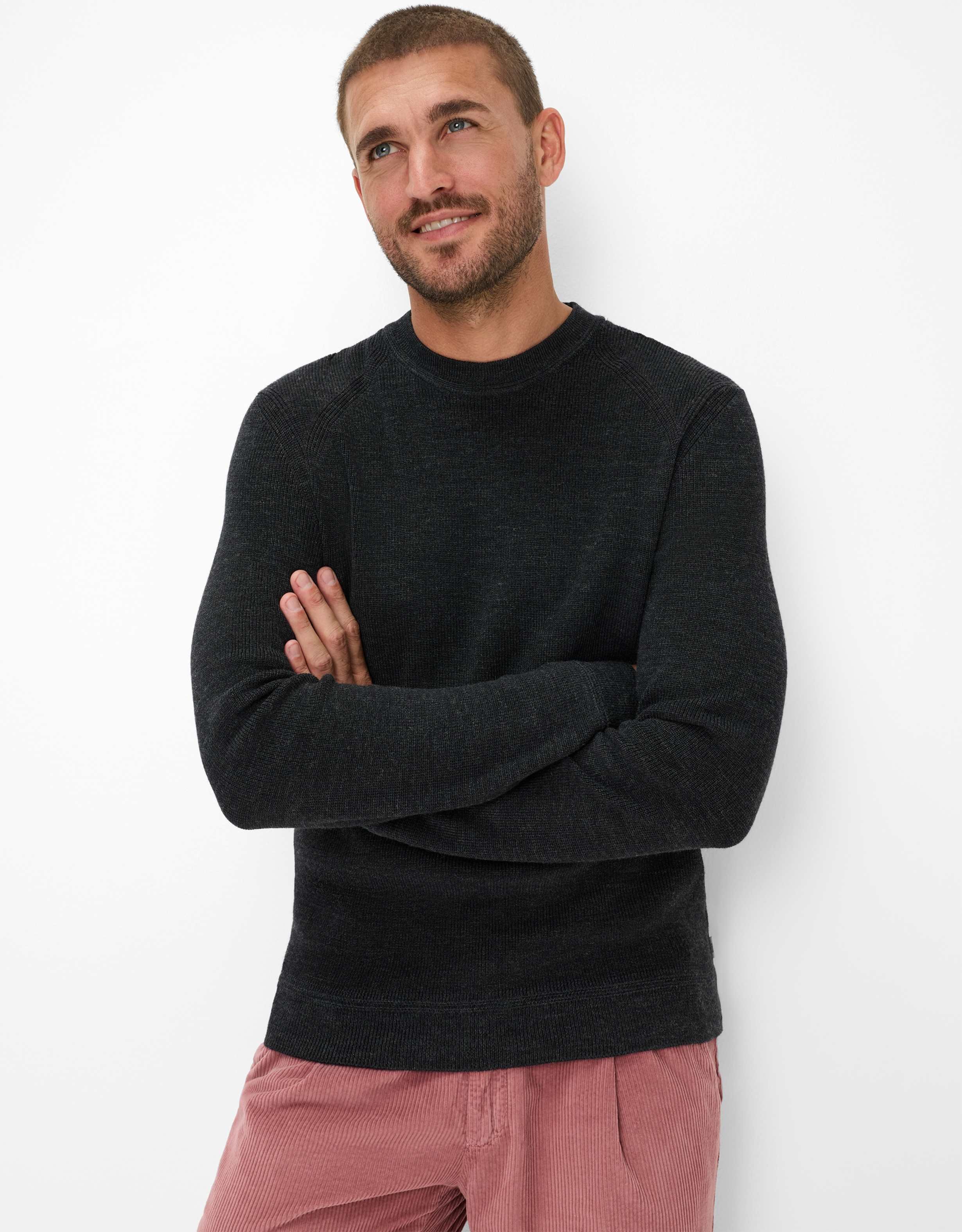 Thumbnail - Brax Herren Strickpullover Style ROY cement, dunkelgrau, Gr. L