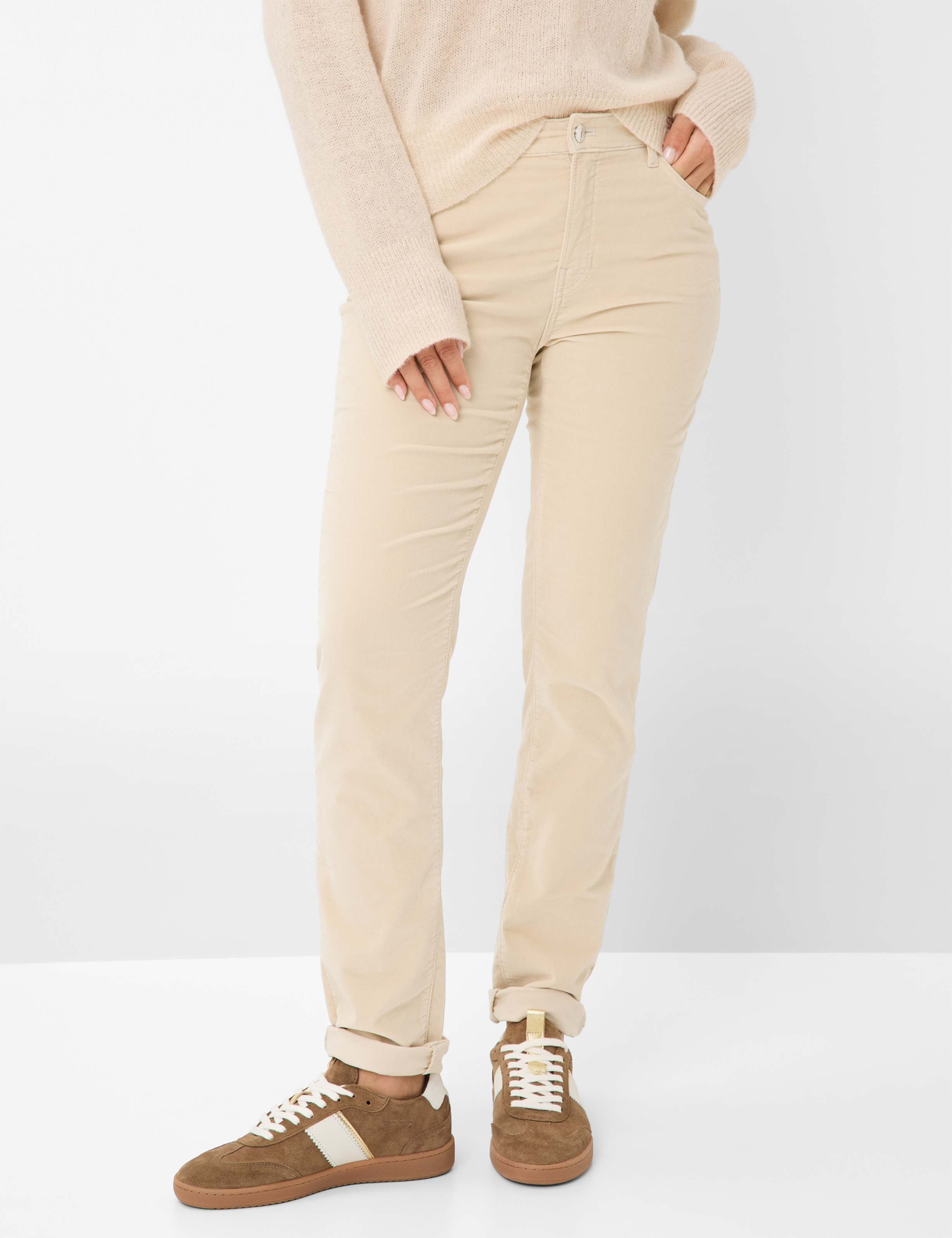 Brax Damen Five-Pocket-Hose Style MARY CANVAS, cremeweiß, Gr. 44L