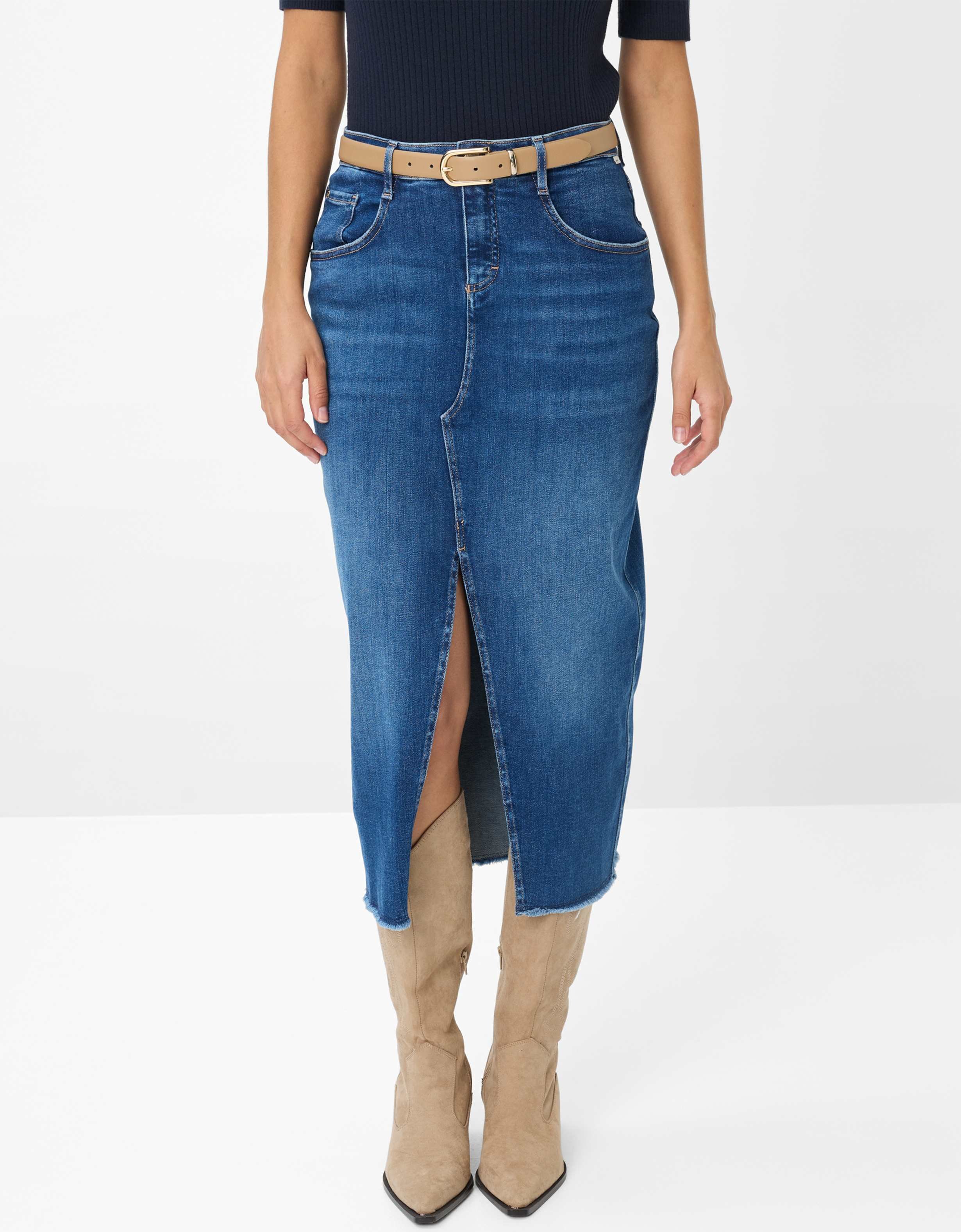 Brax Damen Rock Style KACIE USED REGULAR BLUE, denim blau, Gr. 40K