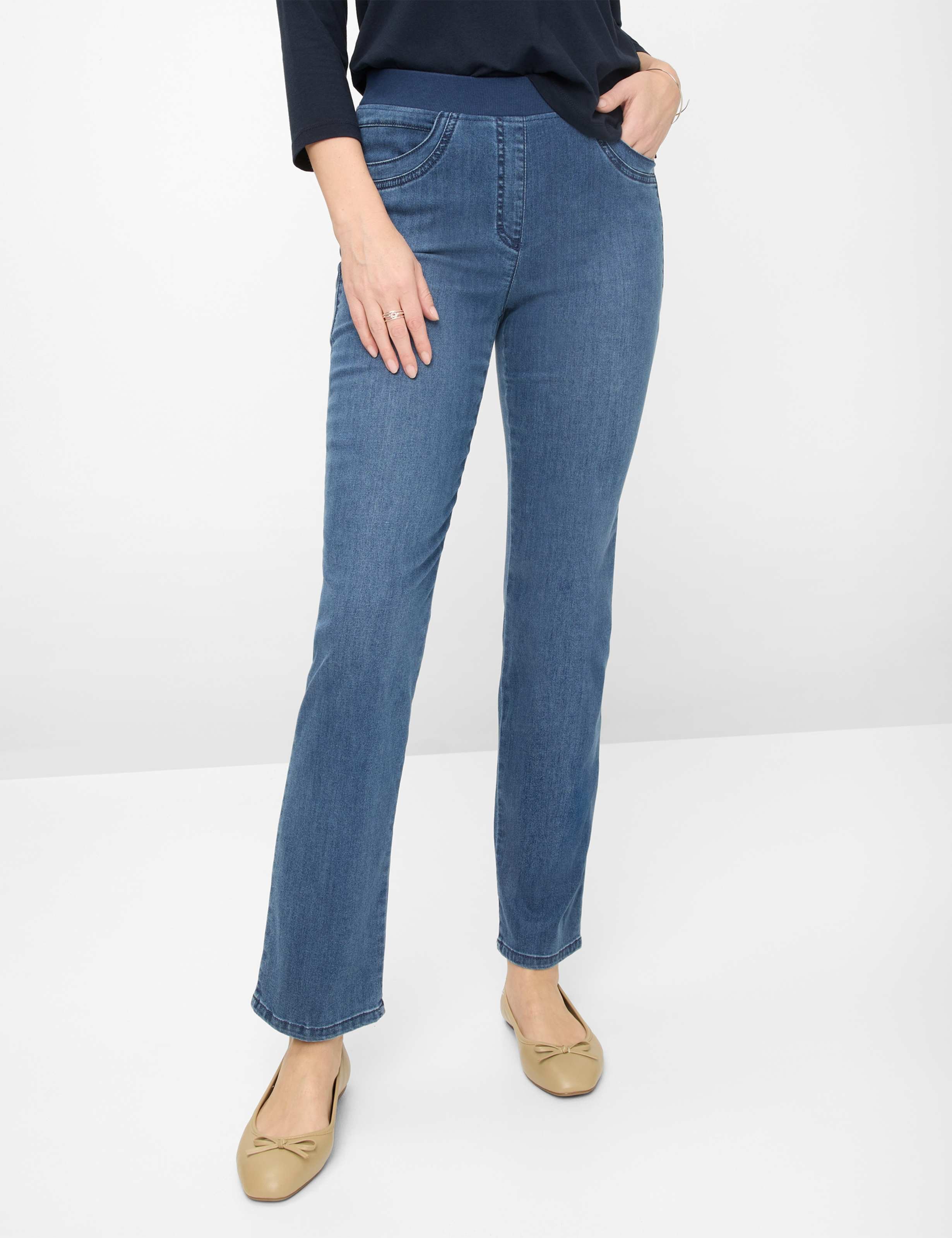 Raphaela by Brax Damen Schlupfhose Style PAMINA FUN STONED SLIGHTLY USED, denim blau, Gr. 50K