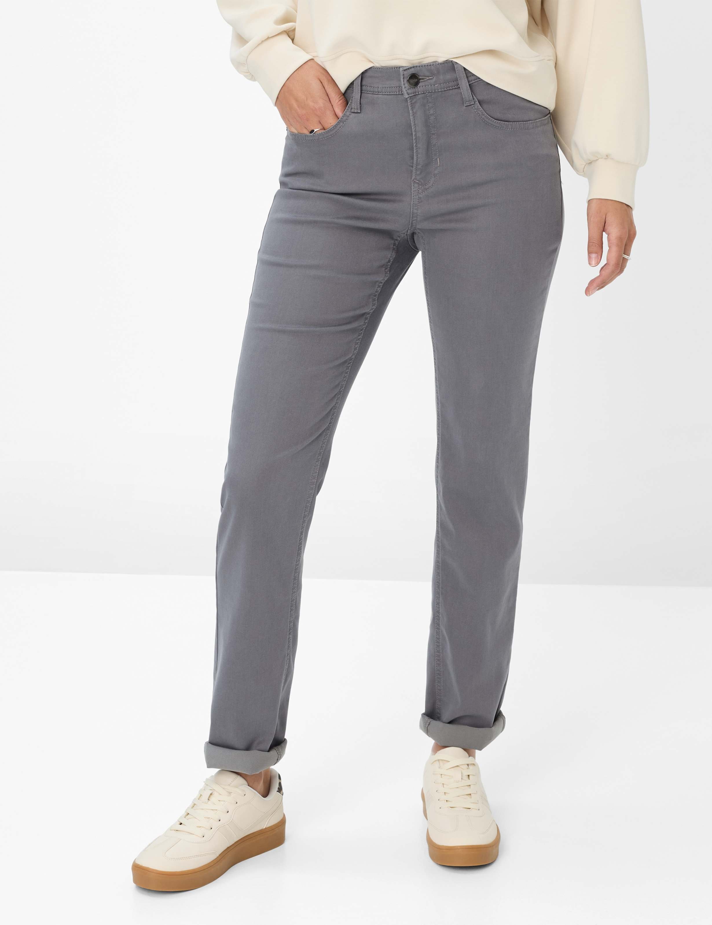 Brax Damen Five-Pocket-Hose Style MARY SMOKE GREY, grau, Gr. 40K