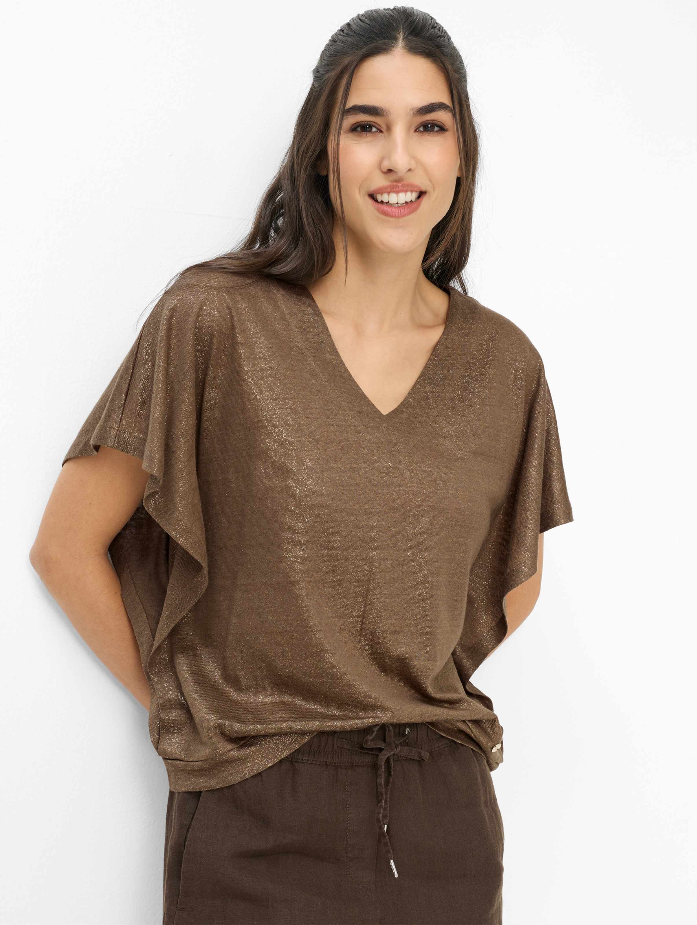 Brax Damen Shirt Style CASSIE S mocha brown, dunkelbraun, Gr. 46