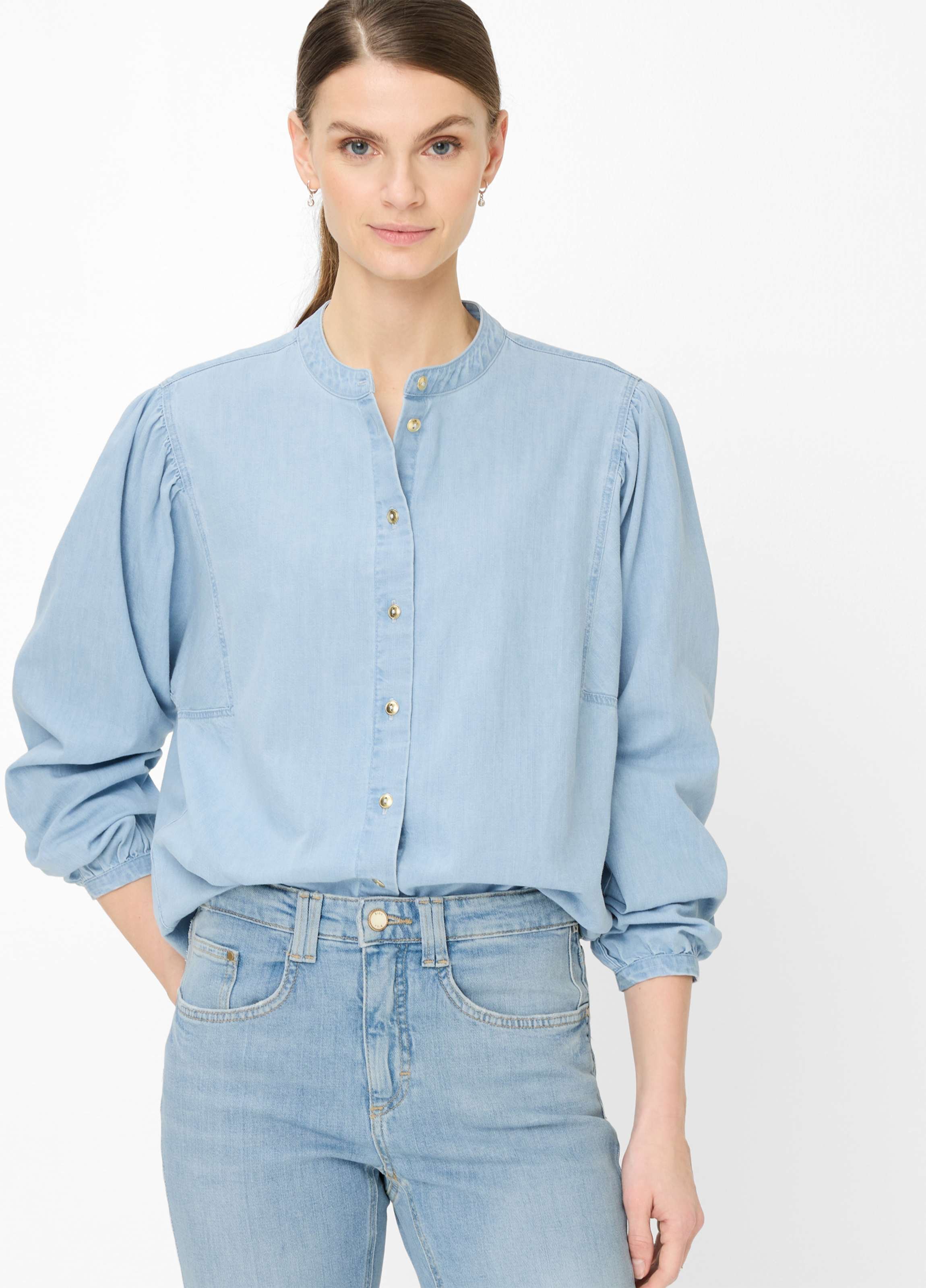 Brax Damen Bluse Style VALERIA dark vintage blue, denim hellblau, Gr. 46