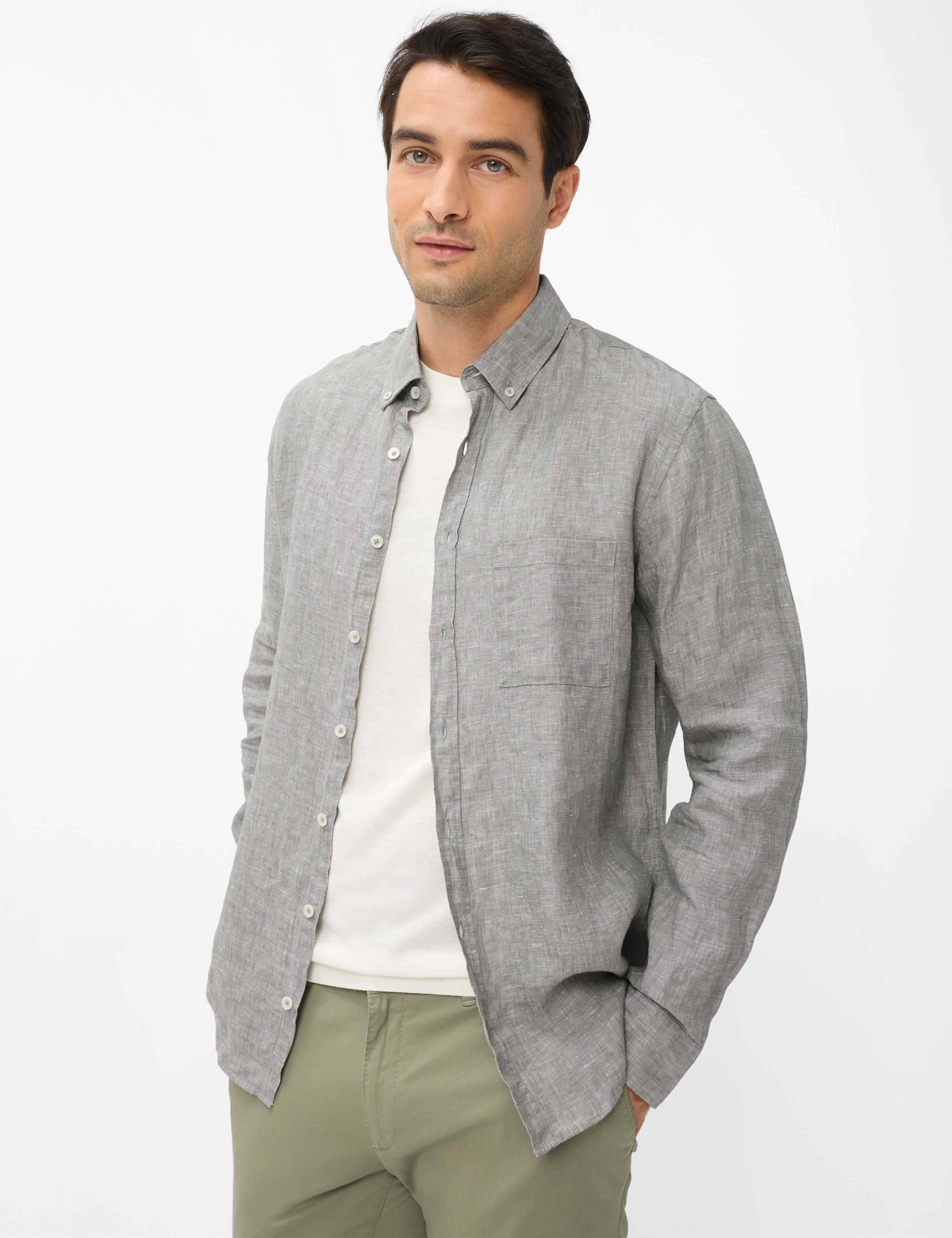 Brax Herren Hemd Style DANIEL thyme Grün Khaki, grün - khaki, Gr. XXL