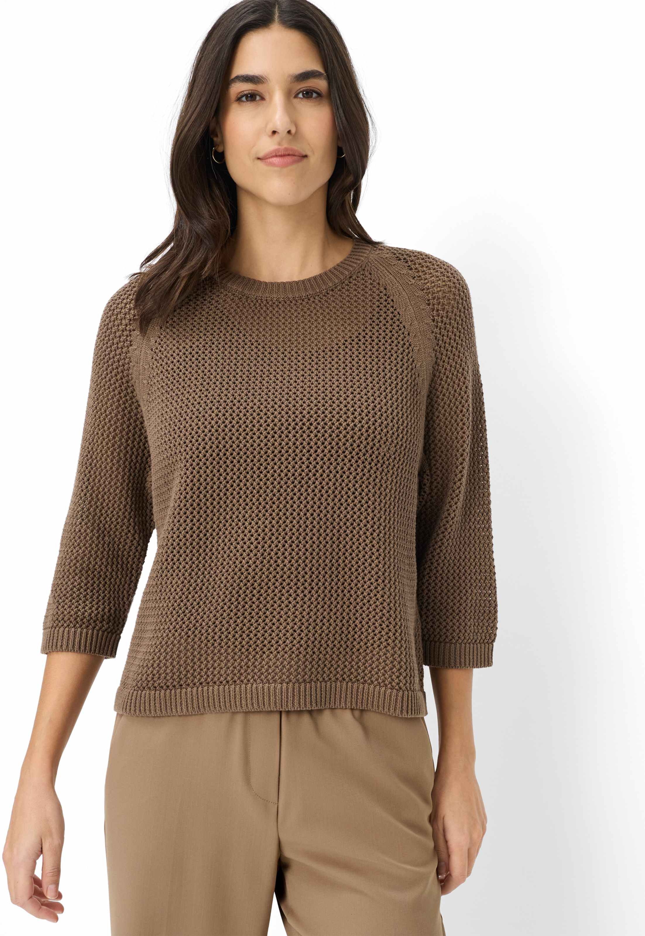 Brax Damen Strickpullover Style NALA mocha brown, dunkelbraun, Gr. 42