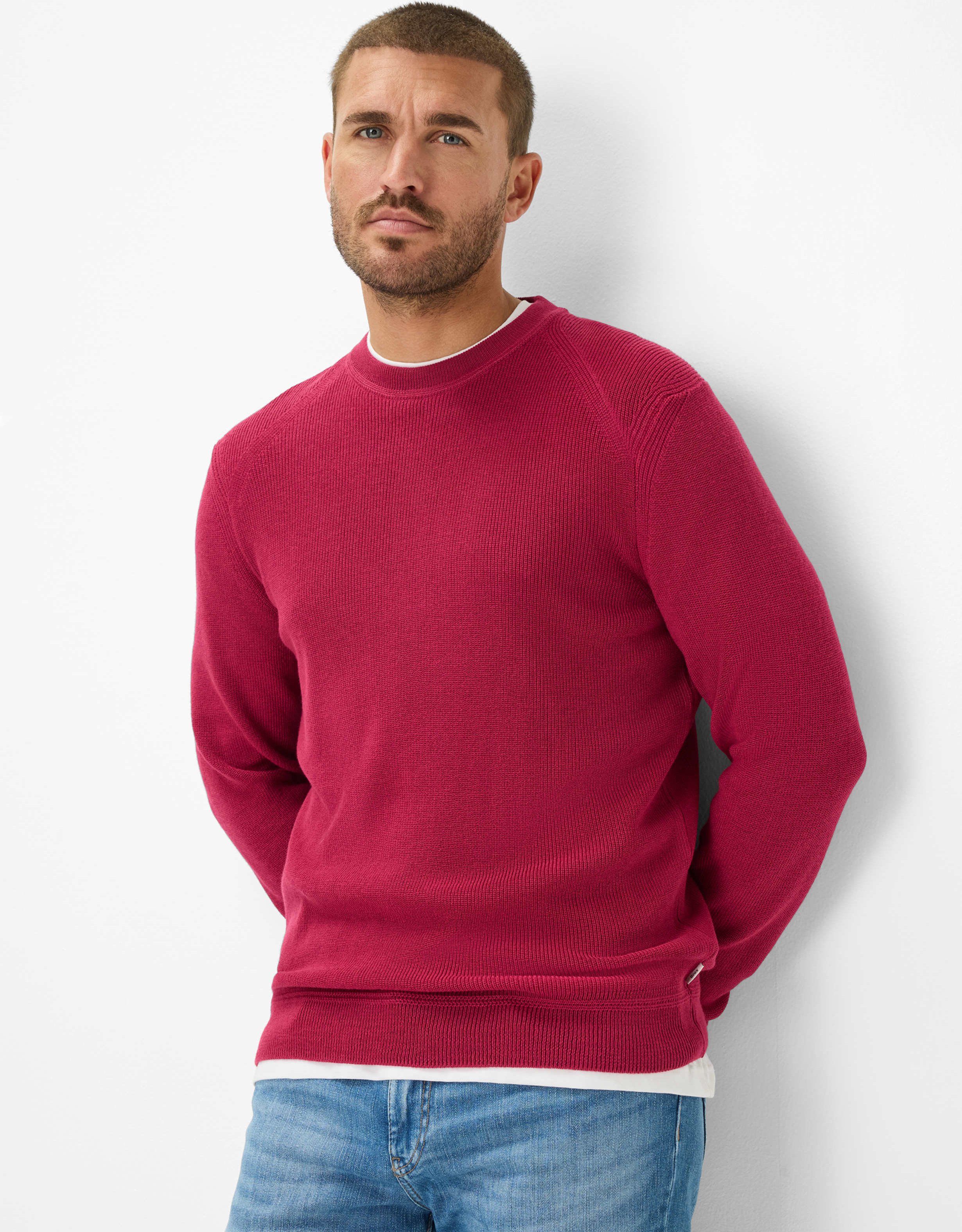 Thumbnail - Brax Herren Strickpullover Style ROY vitamins, hellrot, Gr. L