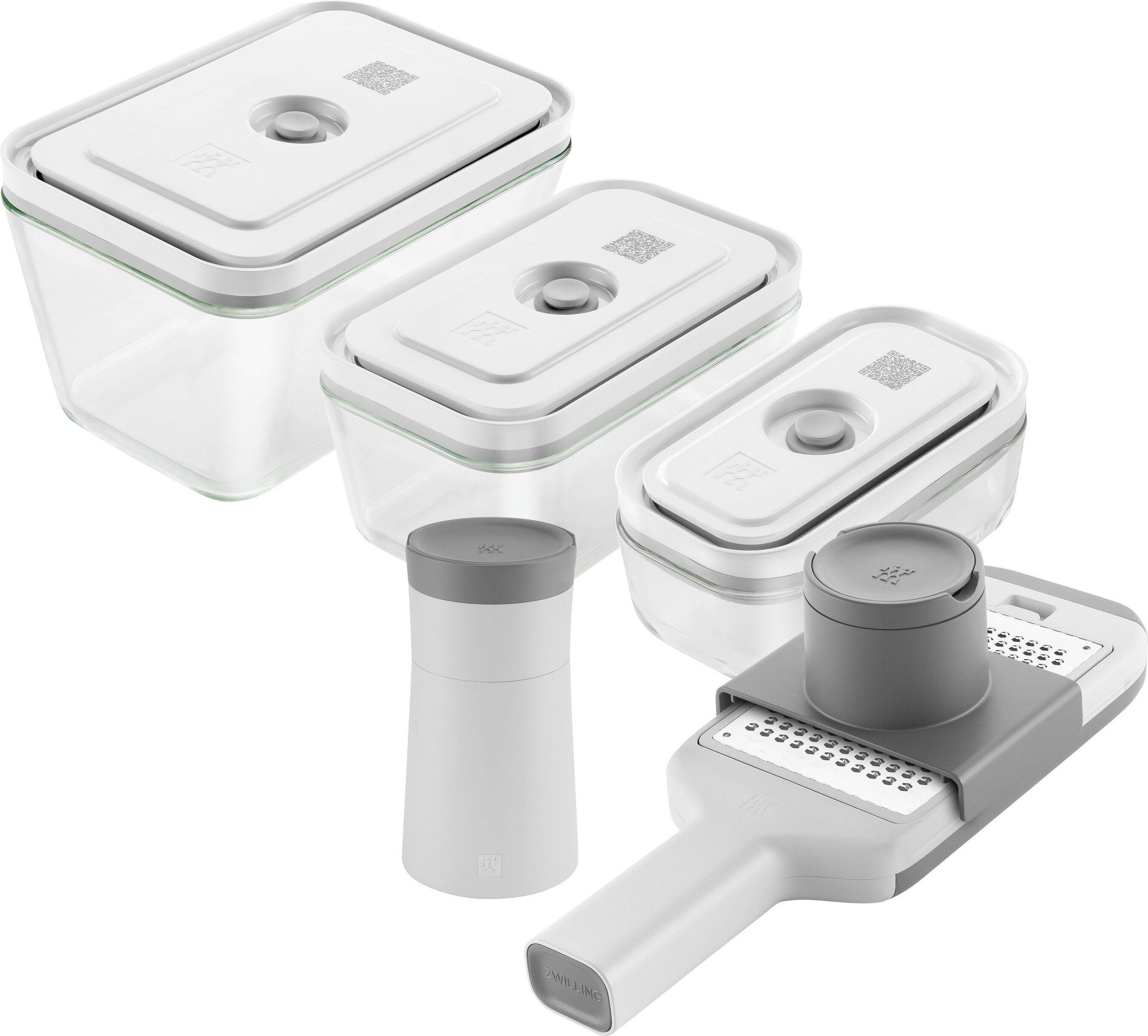ZWILLING Vakuumbox & Küchenhelfer Set, 5-tlg. / S/M/L, Grau, Kunststoff