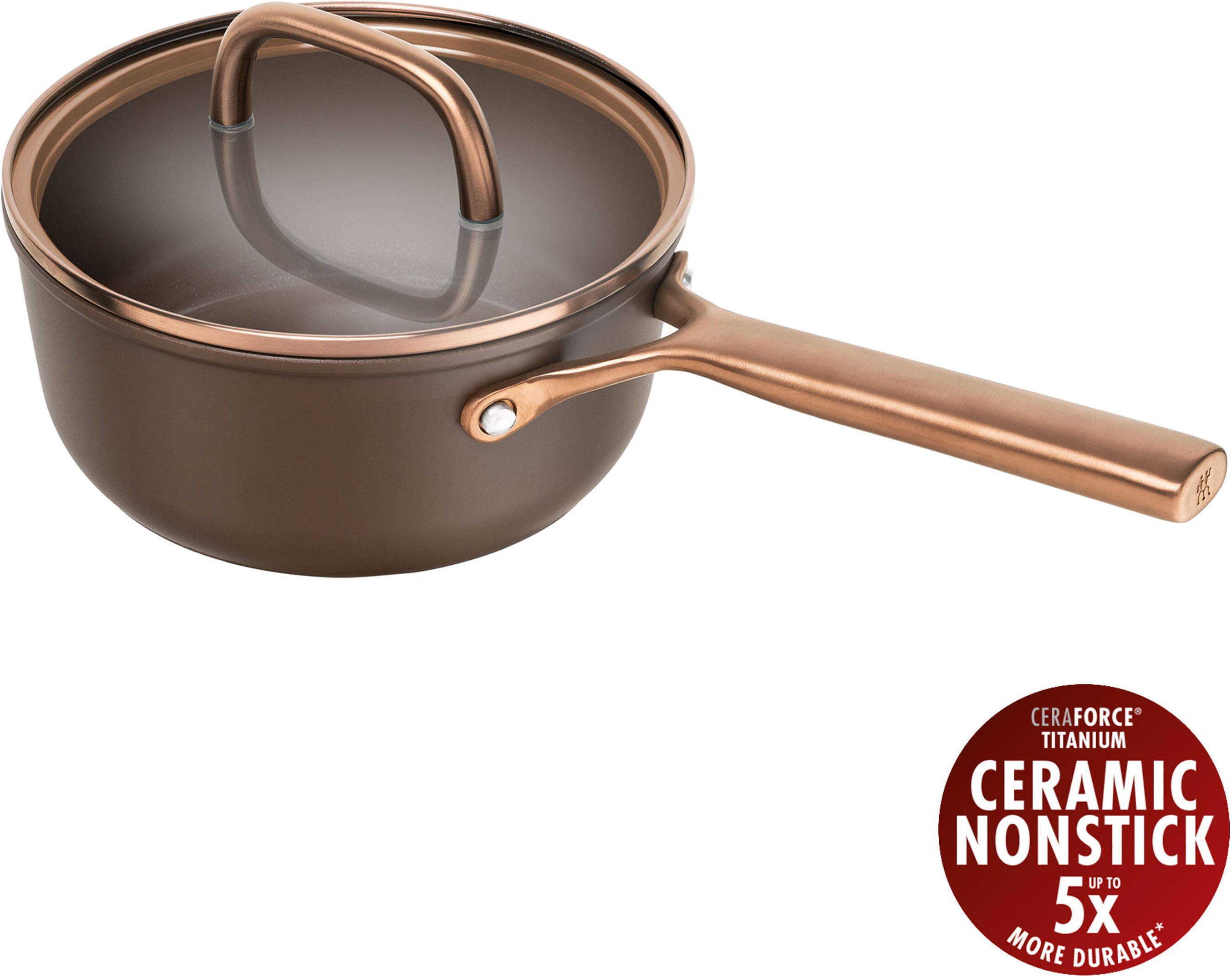 ZWILLING Milano Stieltopf mit Glasdeckel 18 cm, Aluminium, Braun