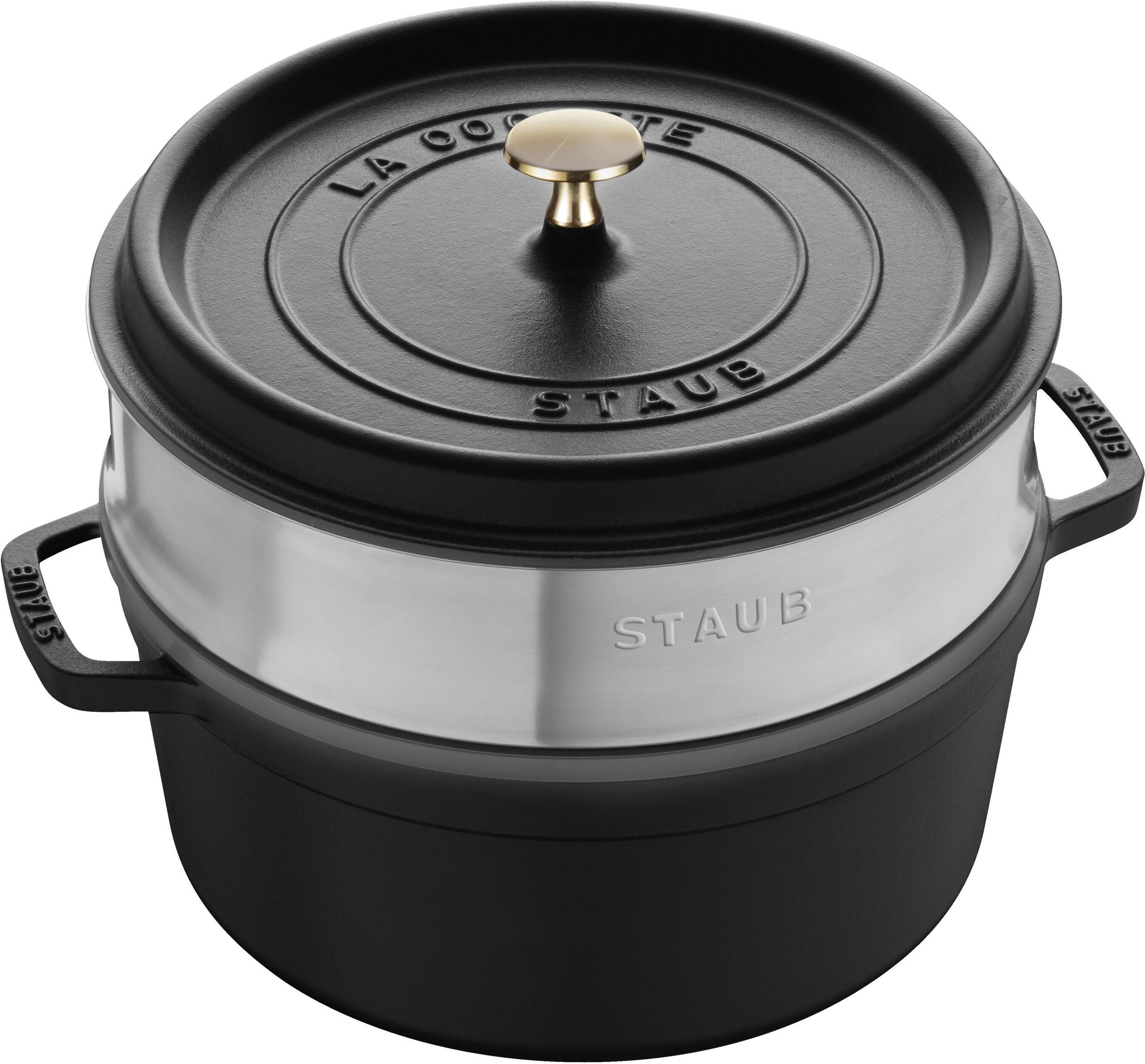 Staub La Cocotte Cocotte mit Dämpfeinsatz 26 cm, rund, Schwarz, Gusseisen