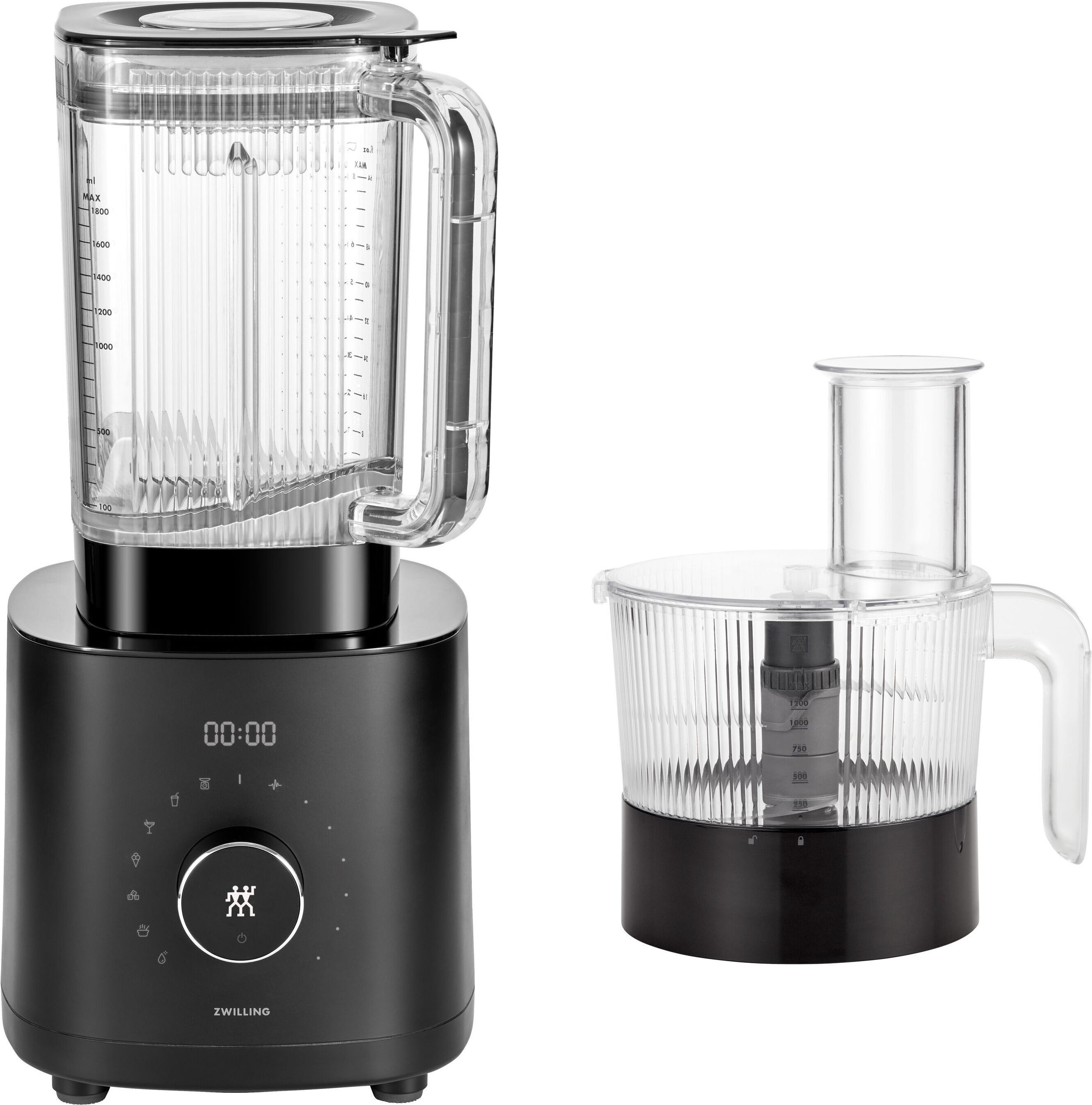 ZWILLING ENFINIGY Hochleistungsstandmixer Pro & Food Processor Set, 2-tlg. / 1,8 l/1,2 l, Schwarz