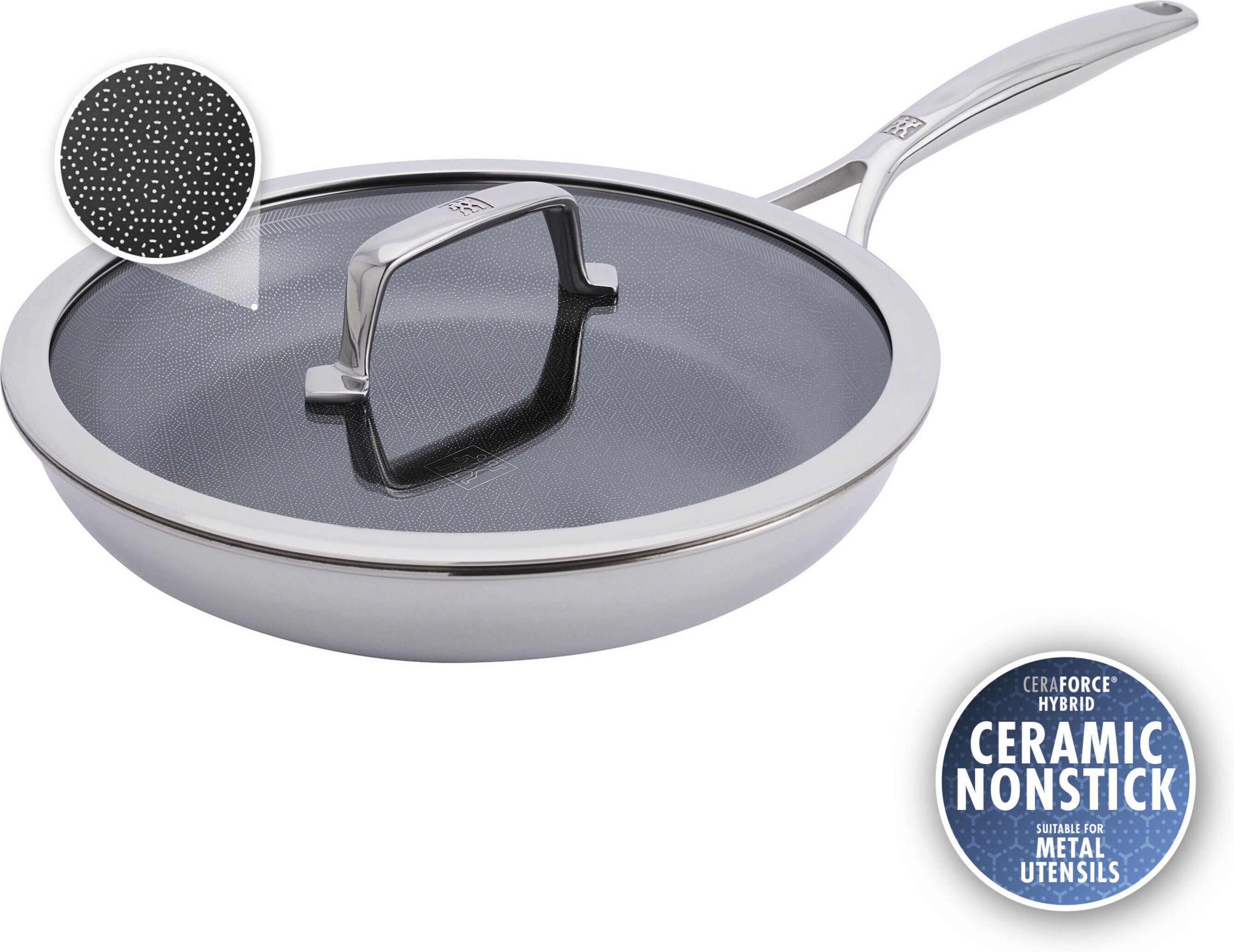 ZWILLING Peak Bratpfanne mit Deckel 26 cm, 18/10 Edelstahl, Silber