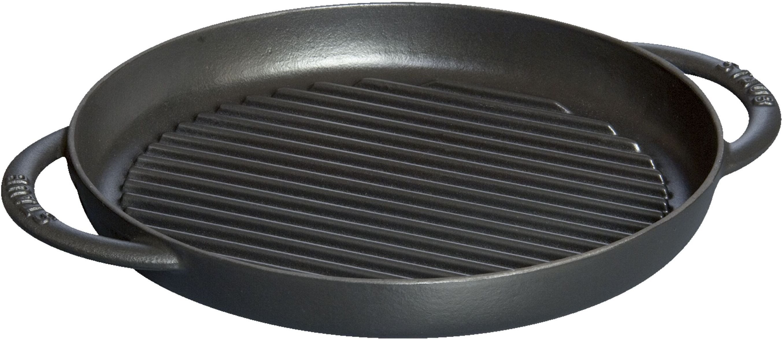 Staub Grill Pans Pure Grill 26 cm, rund, Schwarz, Gusseisen