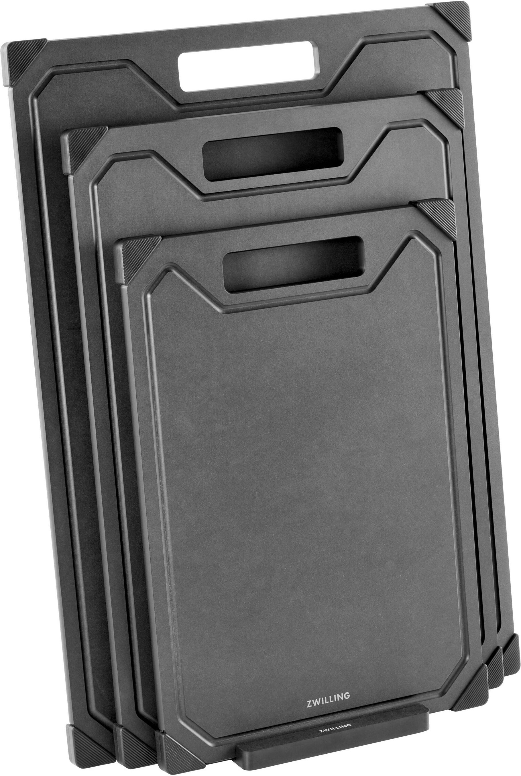 ZWILLING Schneidbrett-Set mit Halter, S/M/L, 4-tlg., Schwarz, Fiberholz