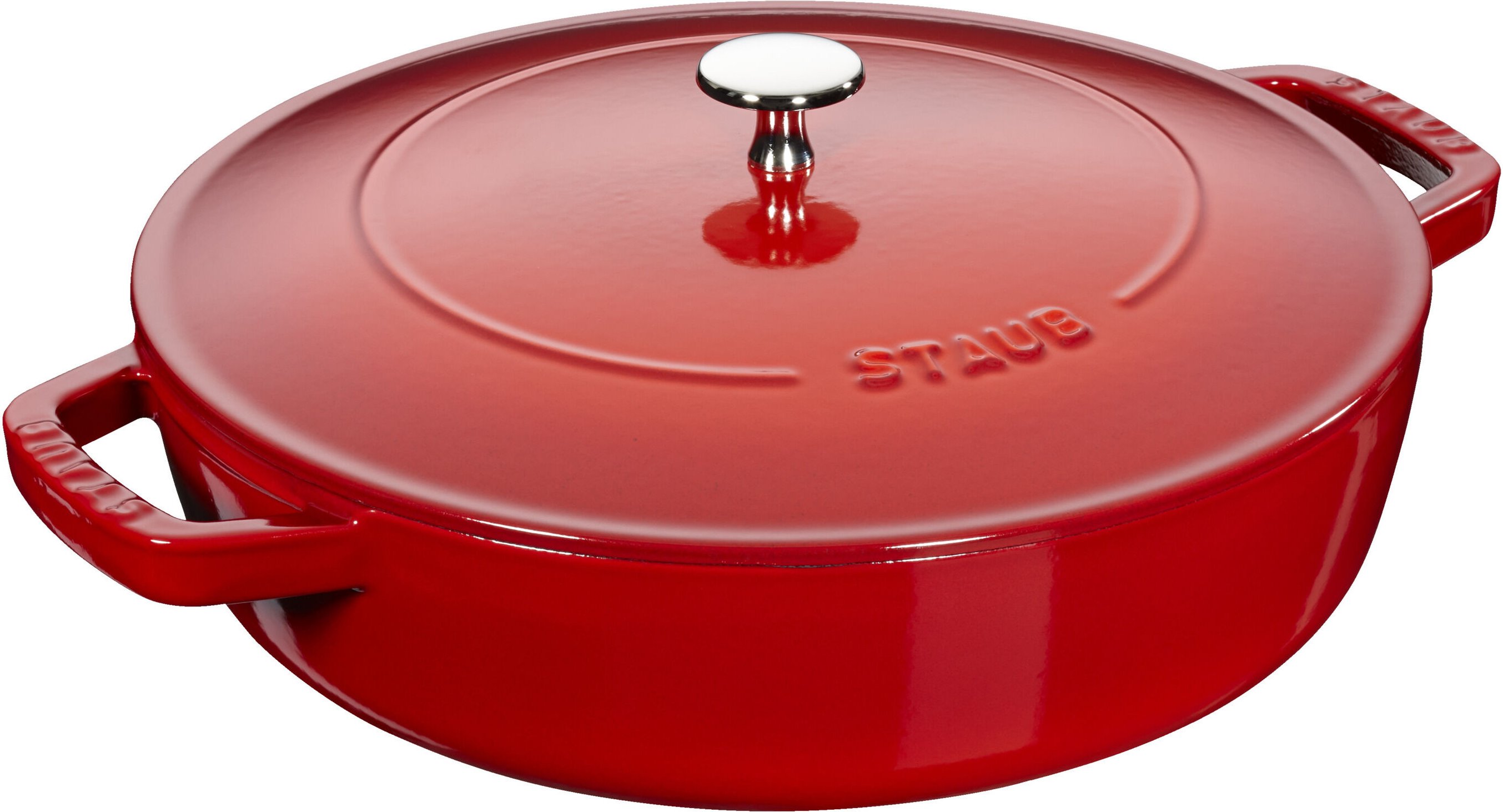 Staub Braisers Bräter mit Chistera Drop-Structure 28 cm, rund, Kirsch-Rot, Gusseisen