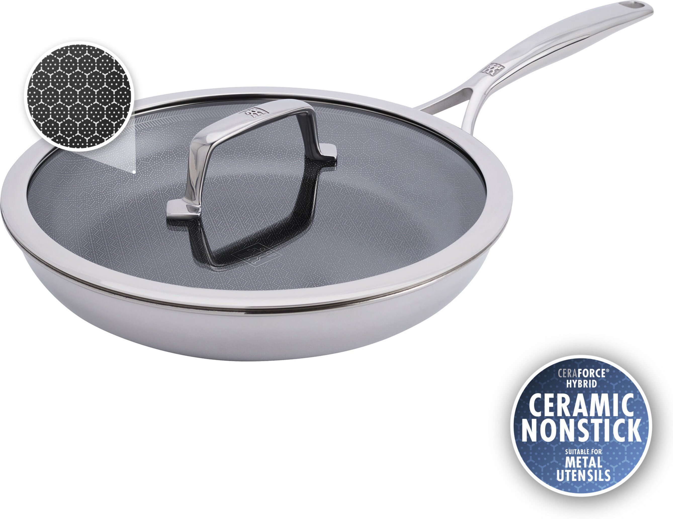 ZWILLING Peak Bratpfanne mit Deckel 26 cm, 18/10 Edelstahl, Silber