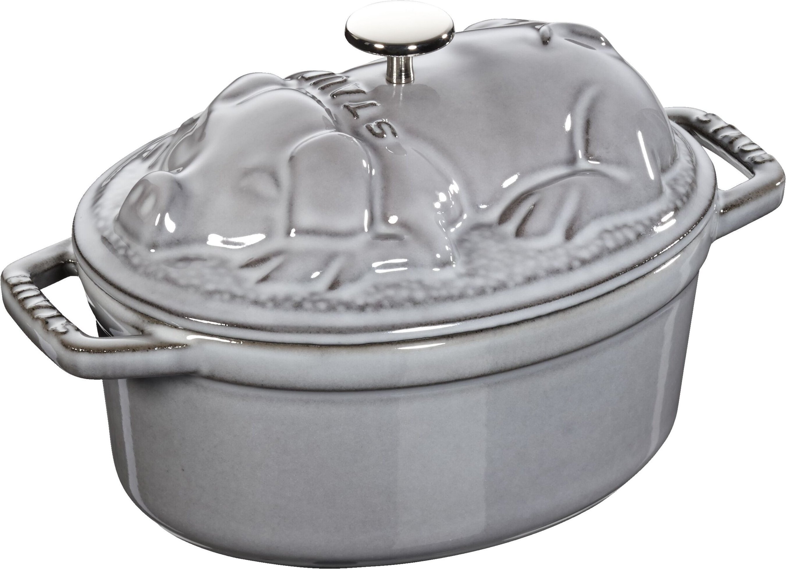 Thumbnail - Staub La Cocotte Cocotte Schweinedeckel 17 cm, oval, Graphit-Grau, Gusseisen