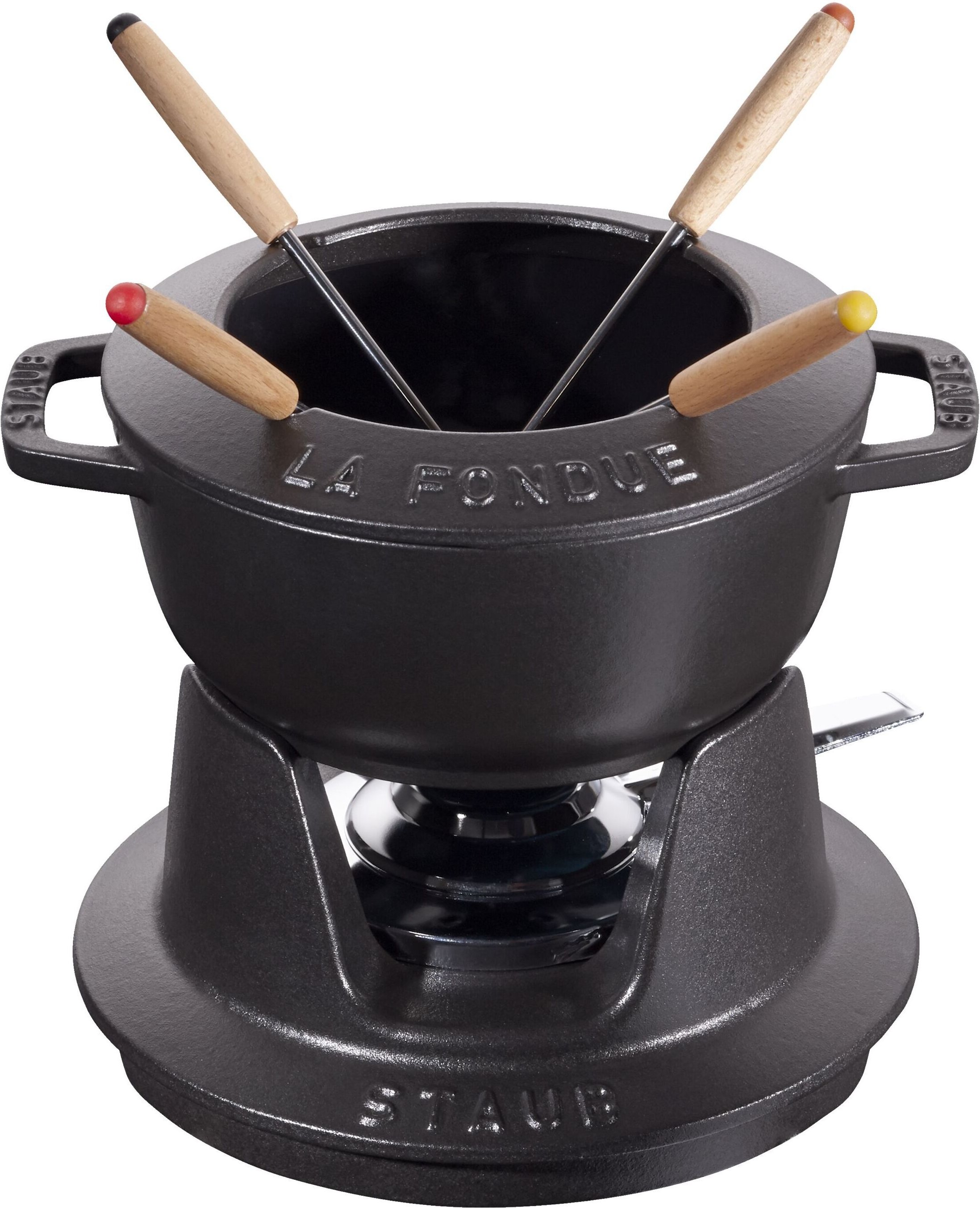 Staub Specialities Fondue Set 16 cm, rund, Schwarz, Gusseisen
