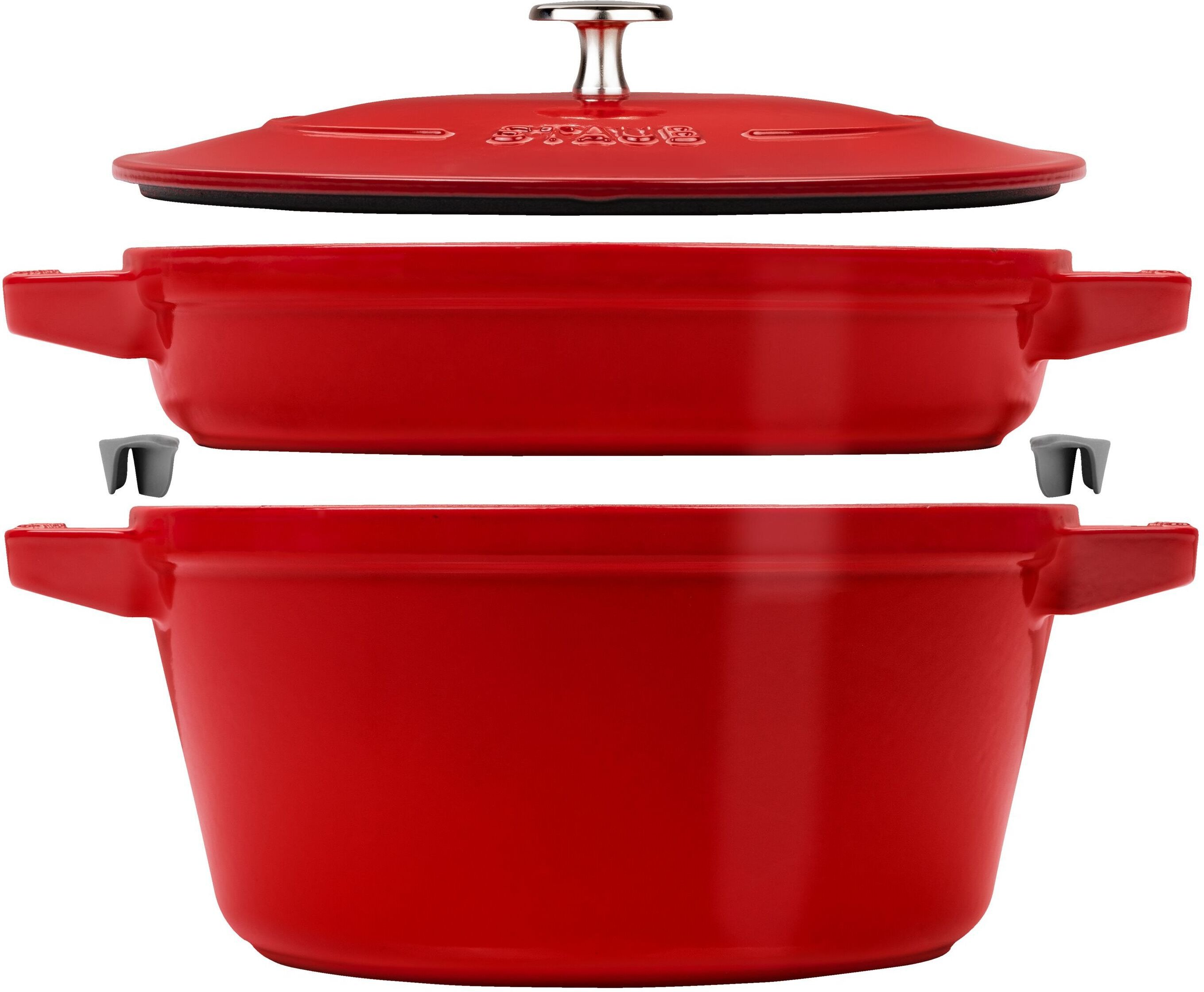 Staub Stackable Set Kochtopfset Stackable 2-tlg, rund, Kirsch-Rot, Gusseisen