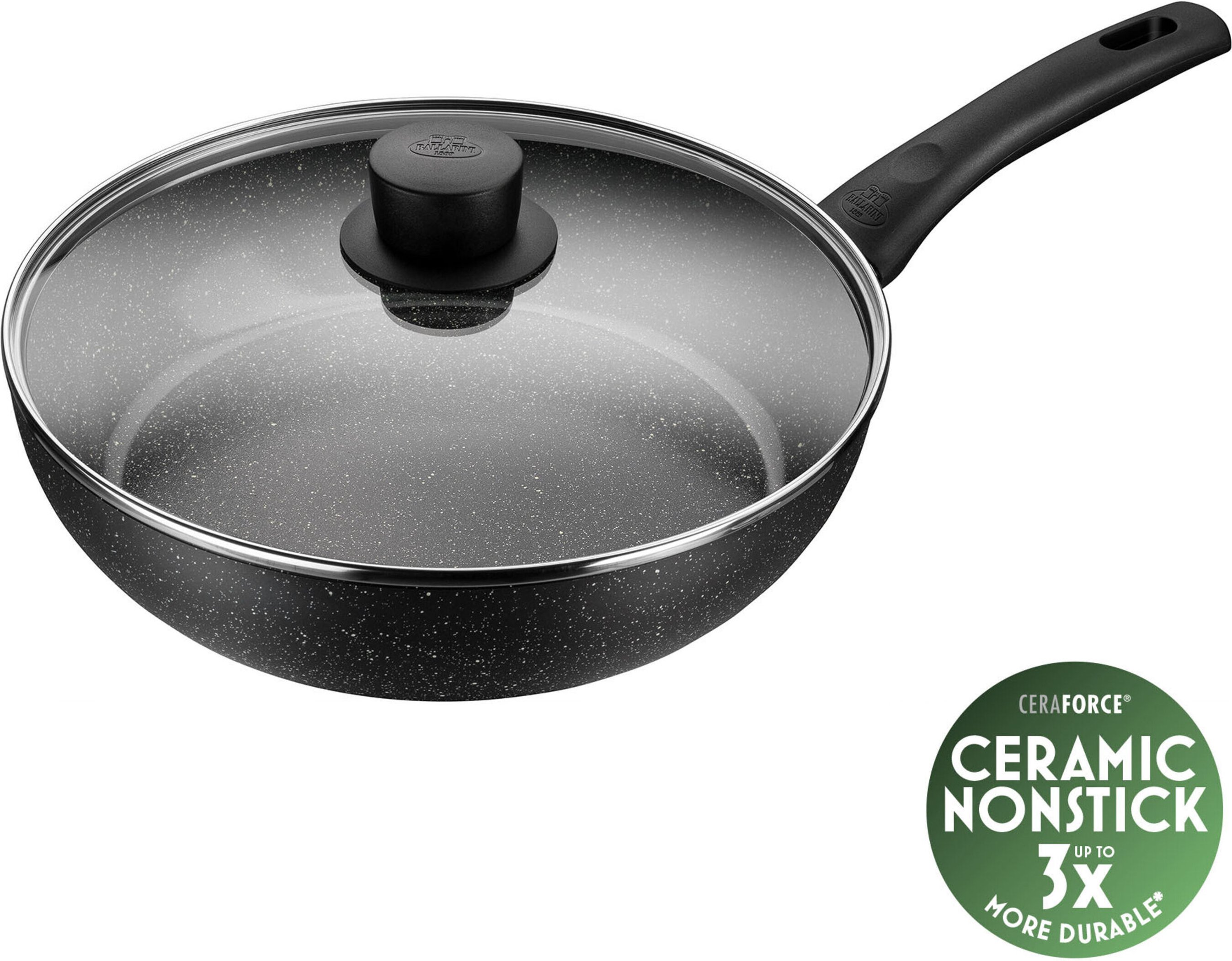 BALLARINI Vipiteno Schmorpfanne mit Deckel, 28 cm, Aluminium, Keramische Antihaftbeschichtung