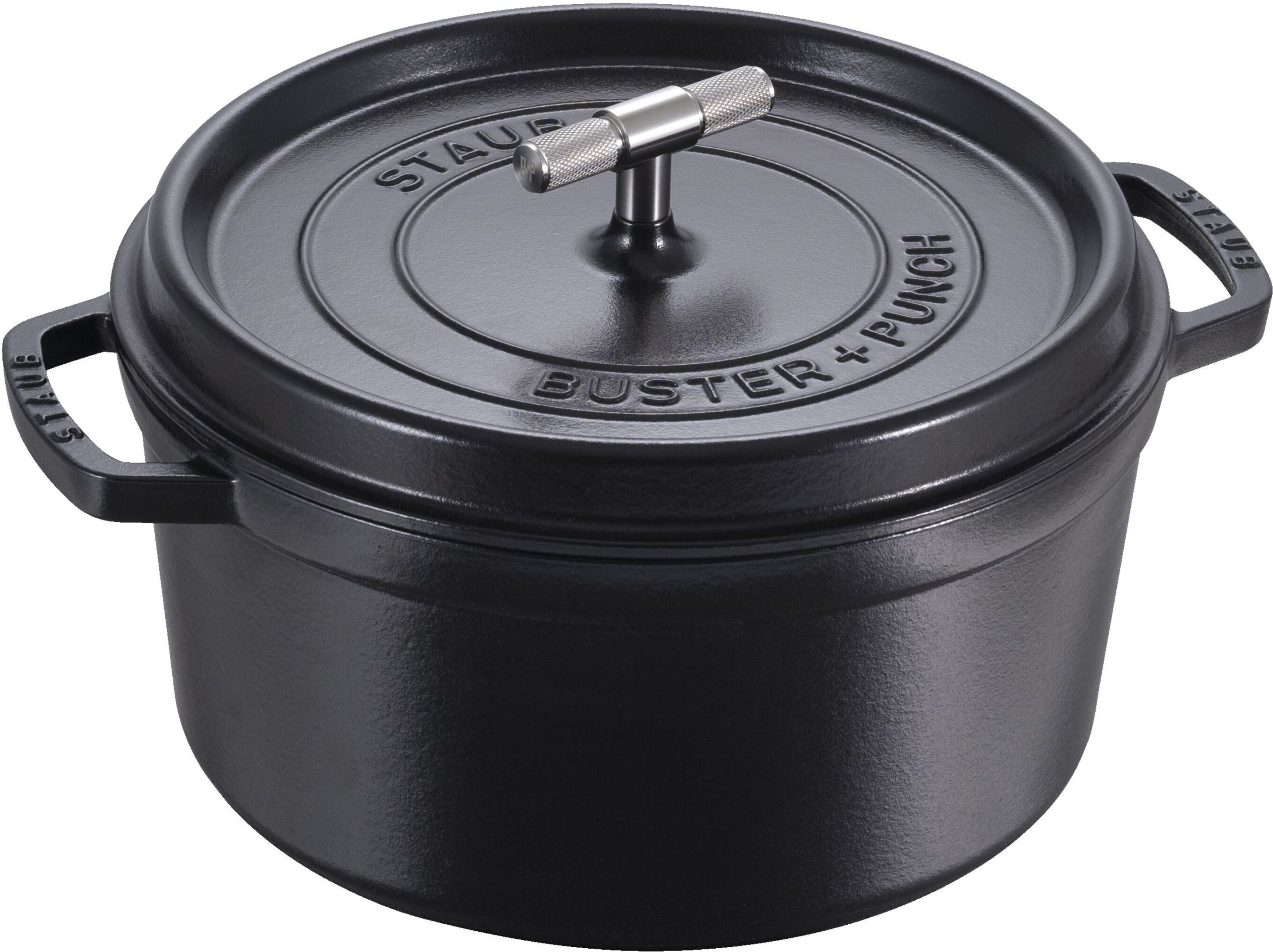 Staub La Cocotte Cocotte Buster+Punch 28 cm, rund, Schwarz, Gusseisen