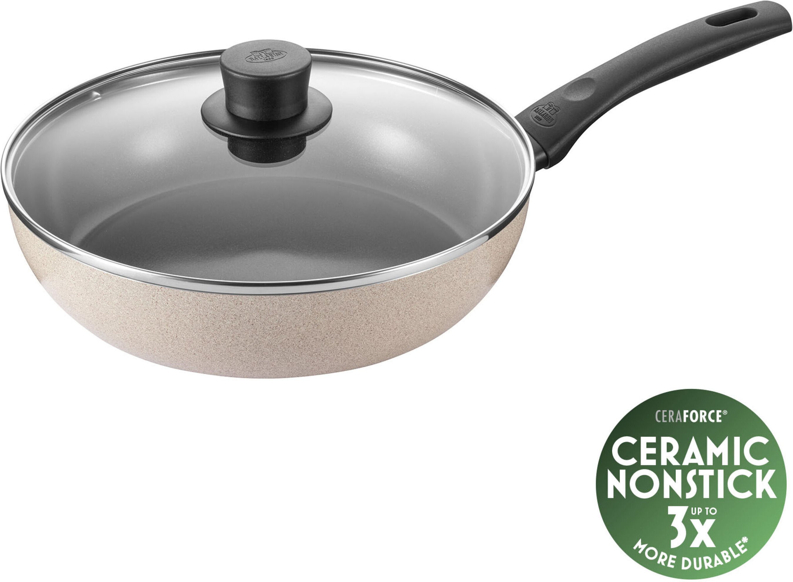 BALLARINI Ledro Schmorpfanne mit Deckel, 28 cm, Aluminium, Keramische Antihaftbeschichtung