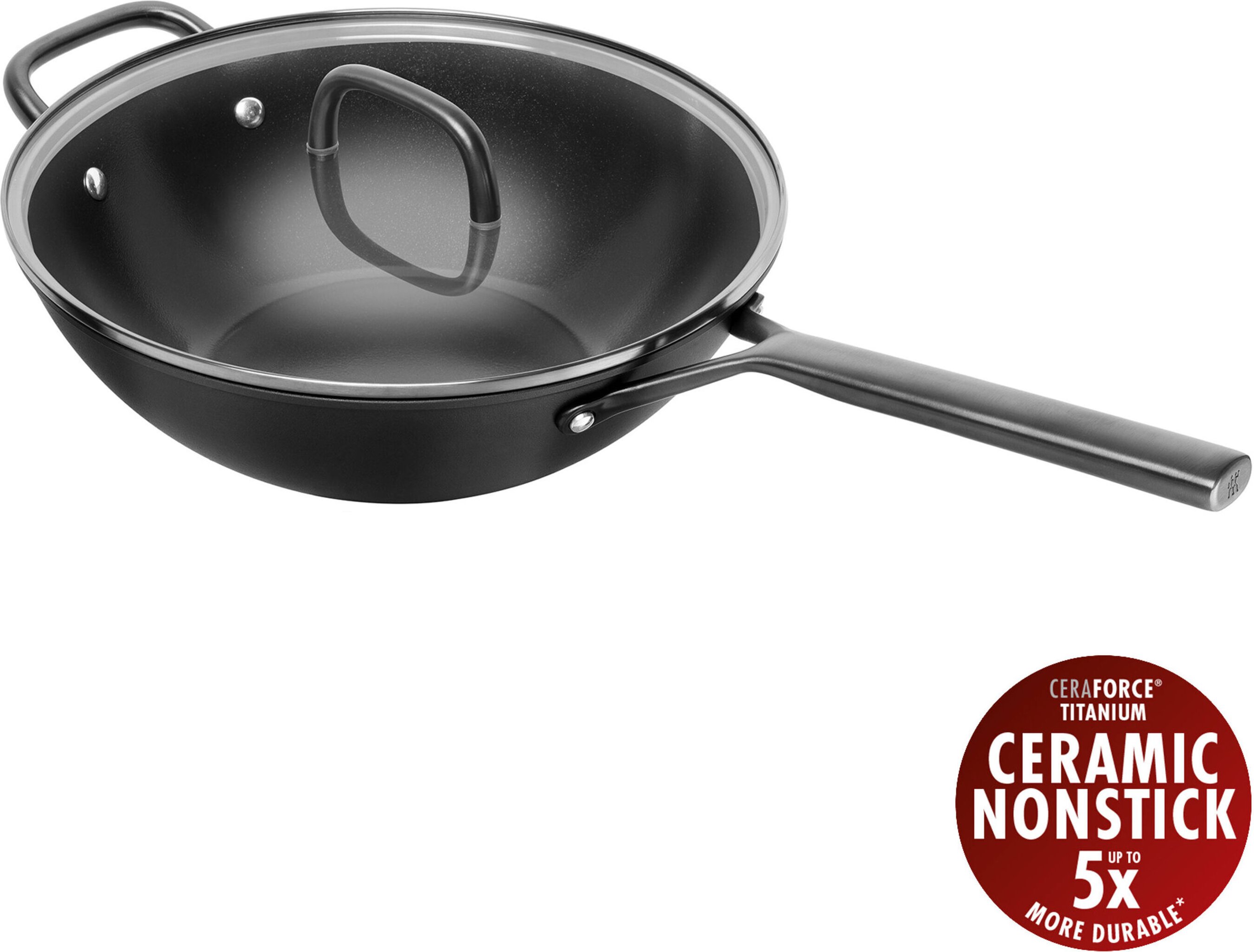 ZWILLING Milano Wok mit Glasdeckel 30 cm, Aluminium