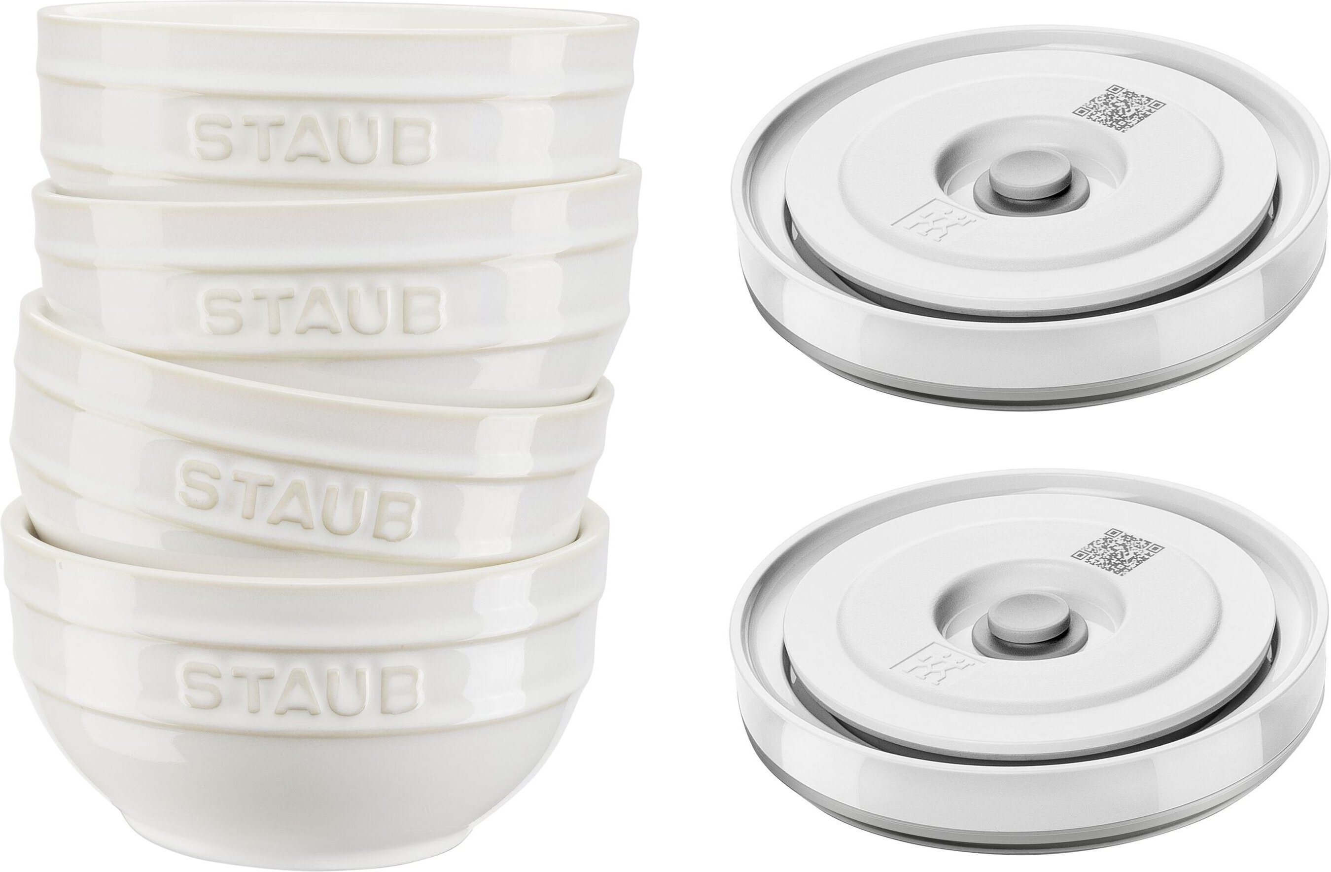 ZWILLING Fresh & Save BOWLS Schüssel Set mit Vakuumdeckeln/6-Teilig, 12cm/Elfenbeinweiß