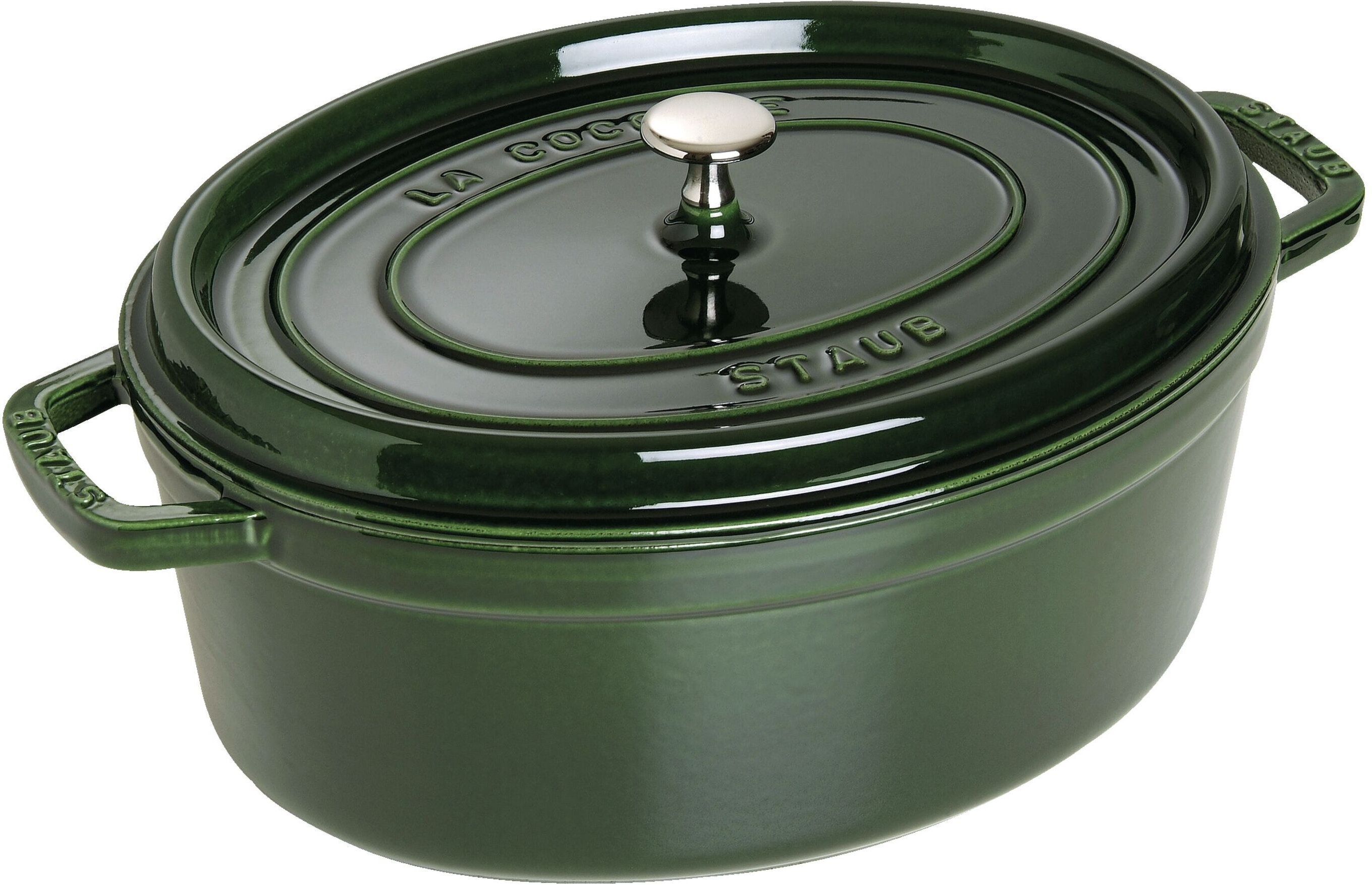 Staub La Cocotte Cocotte 31 cm, oval, Basilikum-Grün, Gusseisen