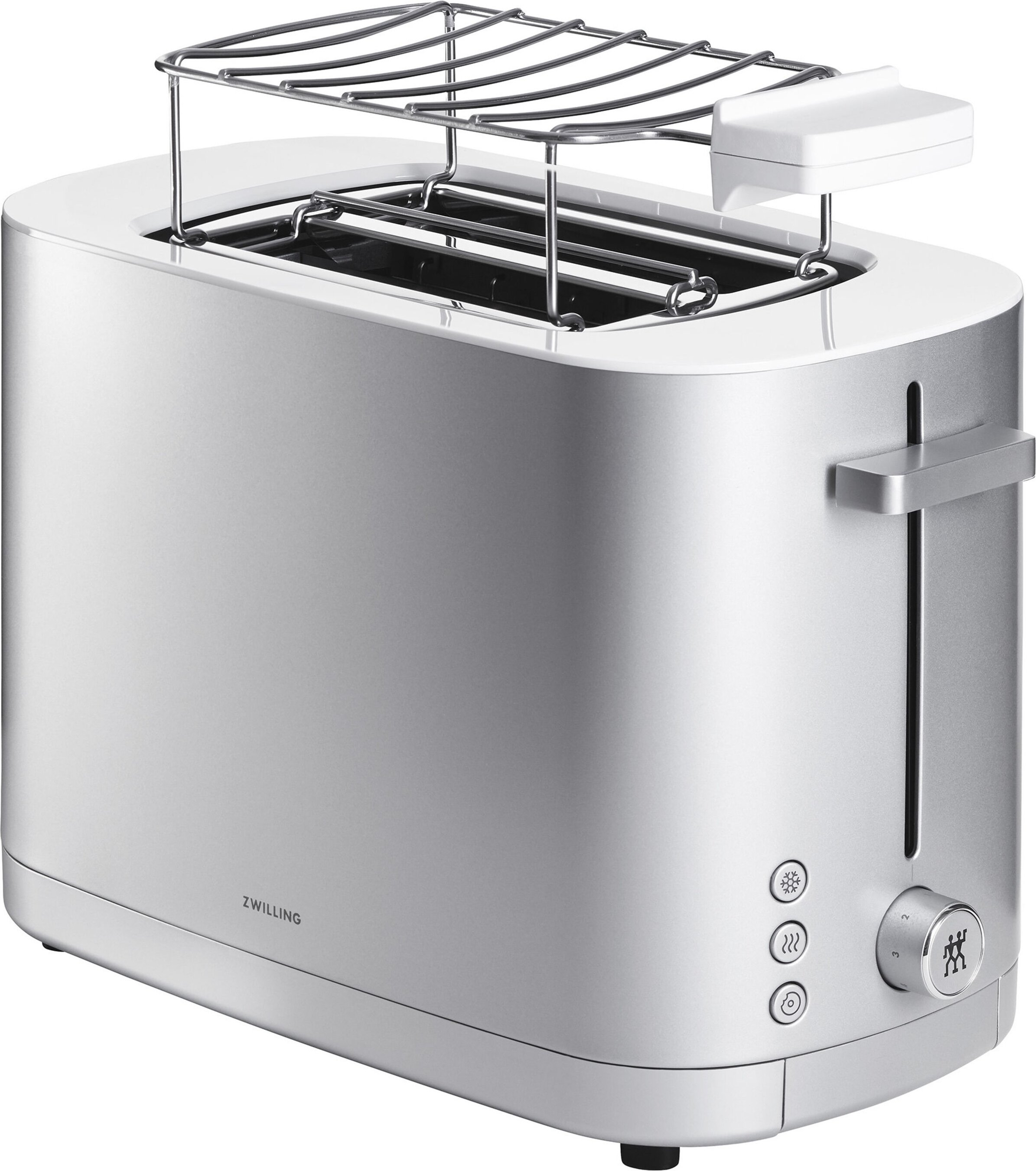 ZWILLING Enfinigy Toaster mit Brötchenaufsatz, 2 Schlitze kurz, Silber