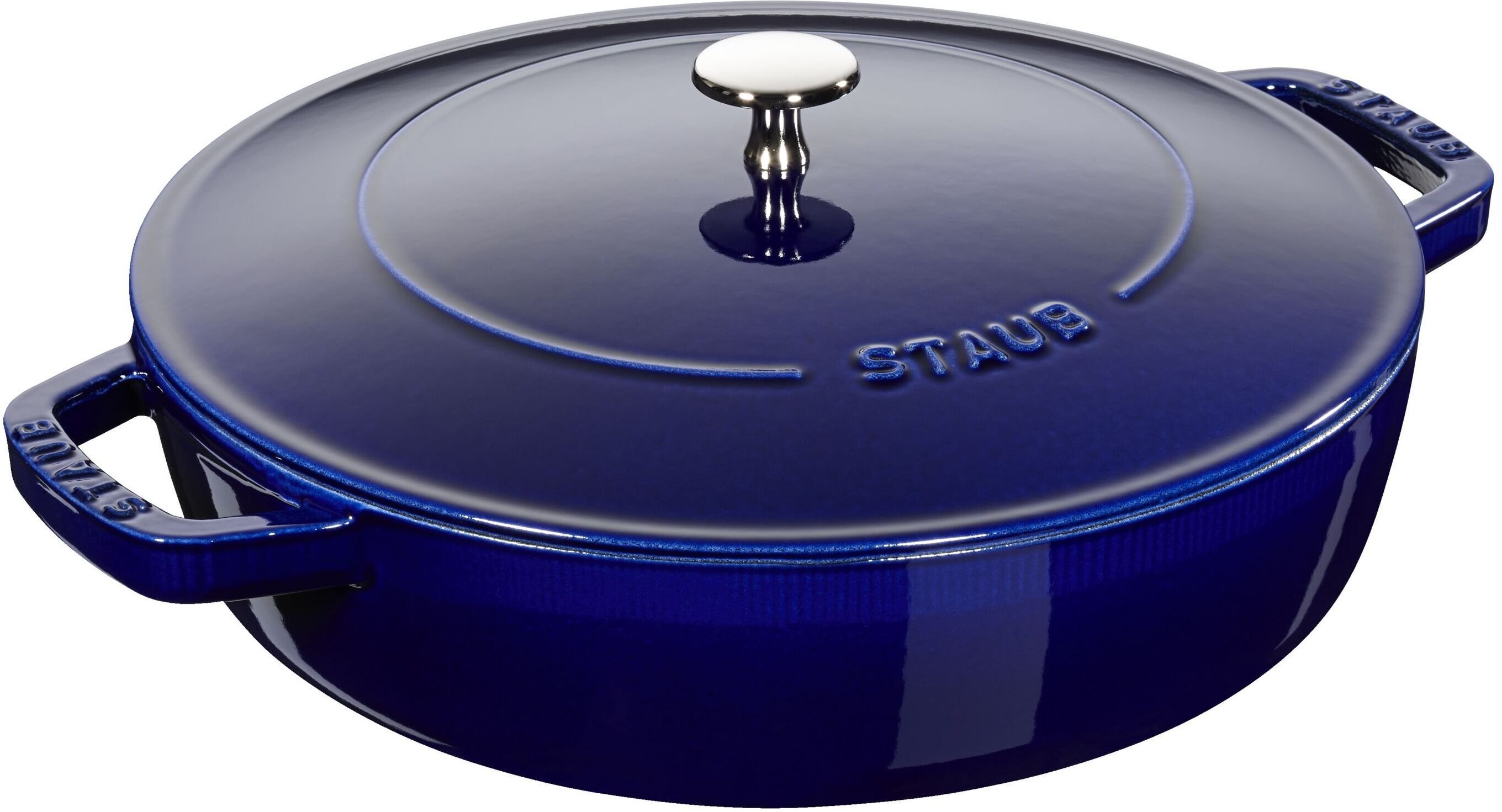 Staub Braisers Bräter mit Chistera Drop-Structure 24 cm, rund, Dunkelblau, Gusseisen