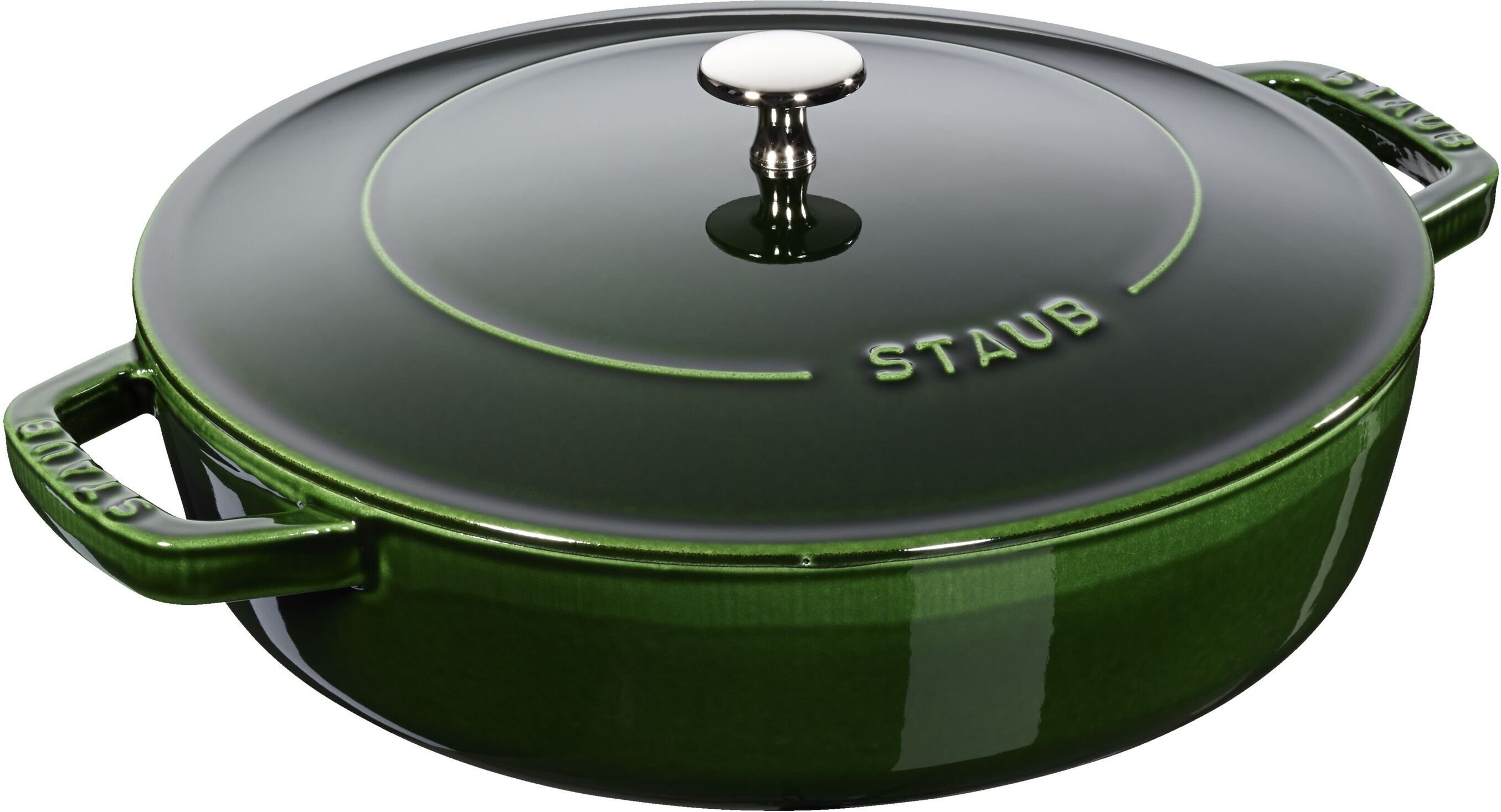 Staub Braisers Bräter mit Chistera Drop-Structure 28 cm, rund, Basilikum-Grün, Gusseisen