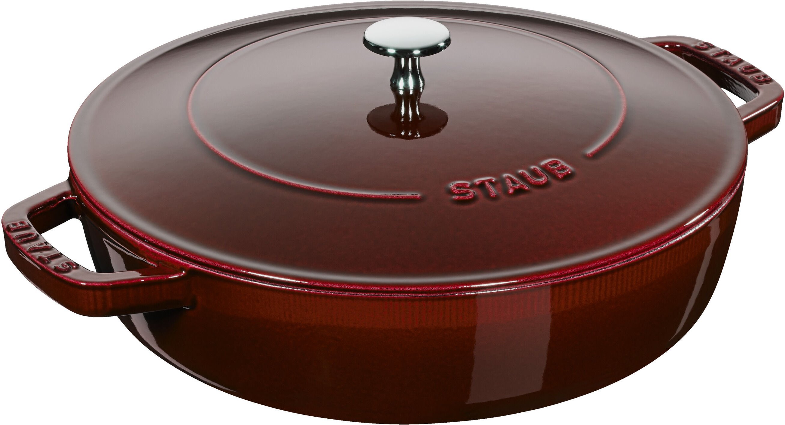 Staub Braisers Bräter mit Chistera Drop-Structure 24 cm, rund, Grenadine-Rot, Gusseisen