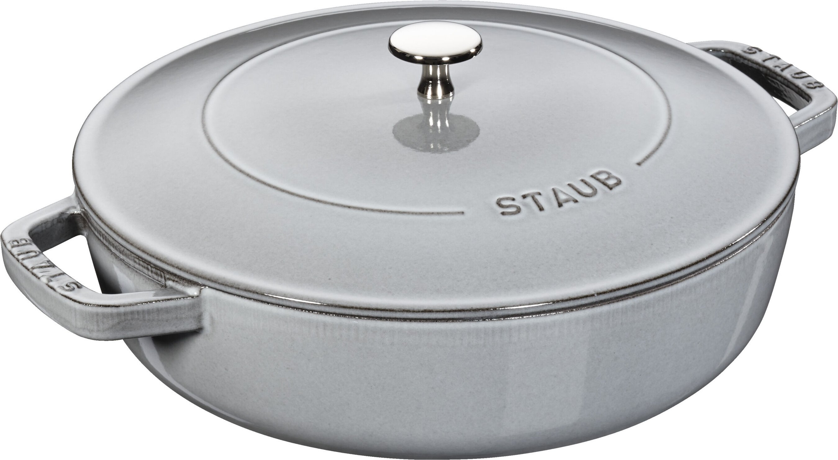 Staub Braisers Bräter mit Chistera Drop-Structure 28 cm, rund, Graphit-Grau, Gusseisen