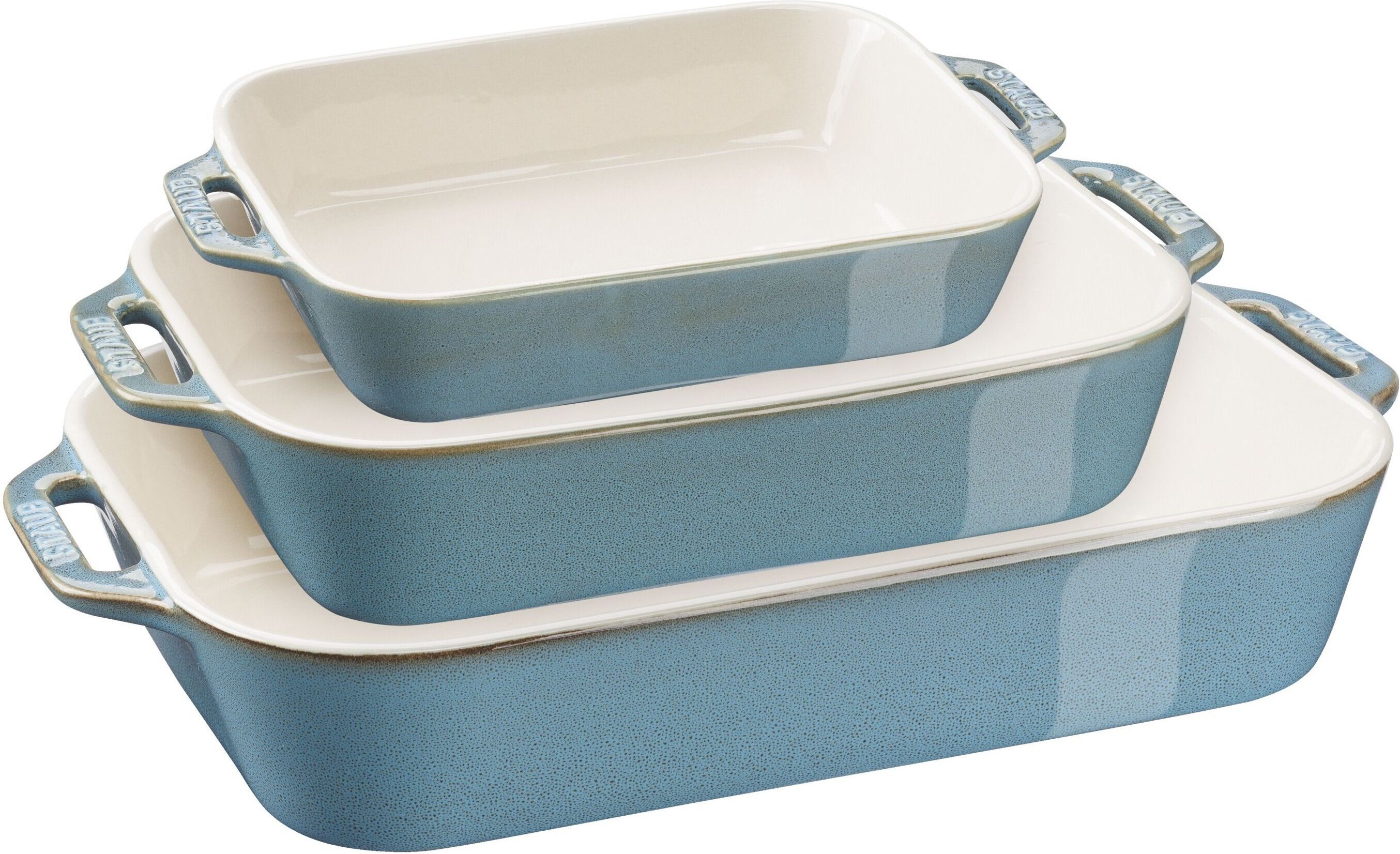 Staub Ceramique Ofenformenset 3-tlg, rechteckig, Antik-Türkis, Keramik