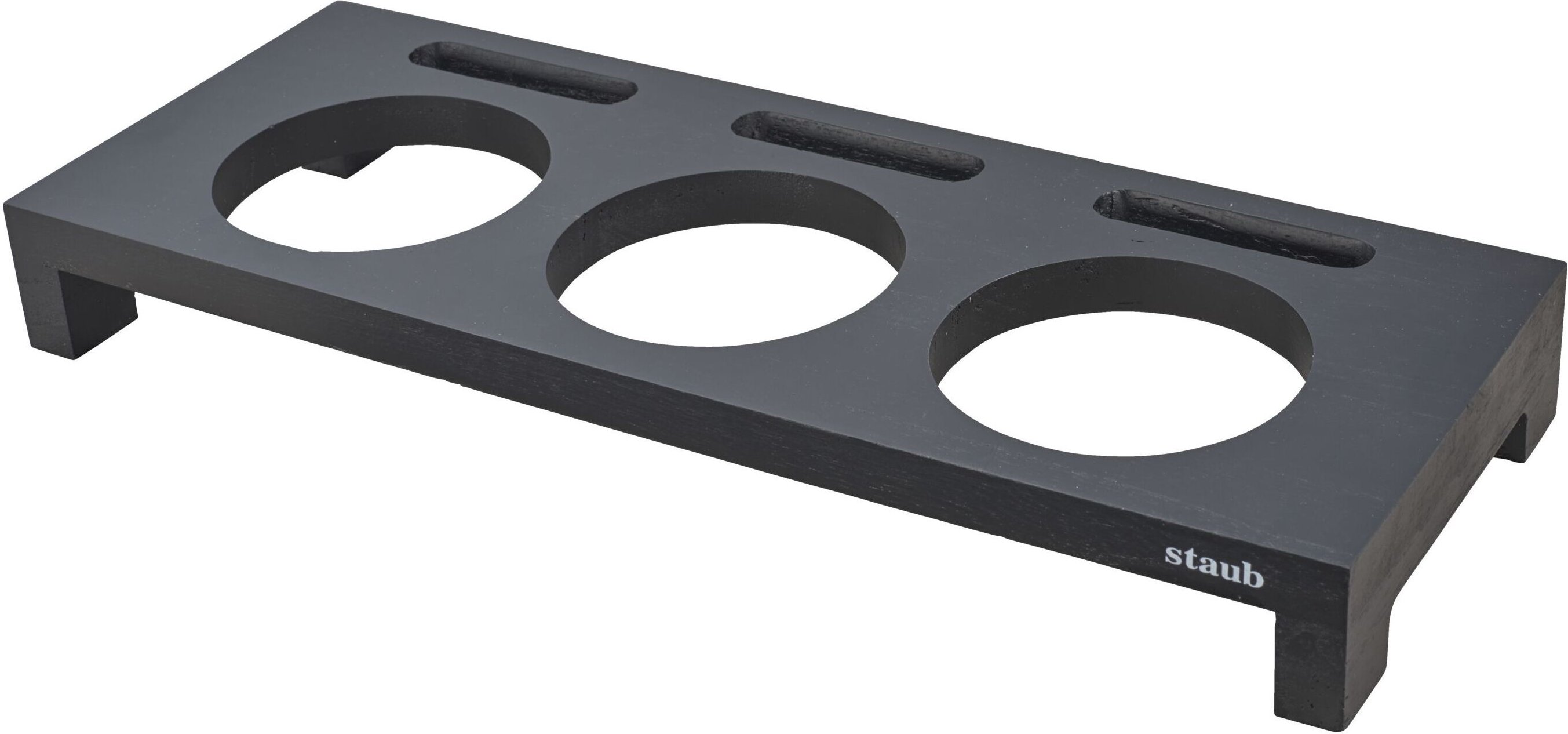 Staub Specialities Servierbrett für 3 Mini-Cocottes, 42 cm x 16 cm, Fiberholz