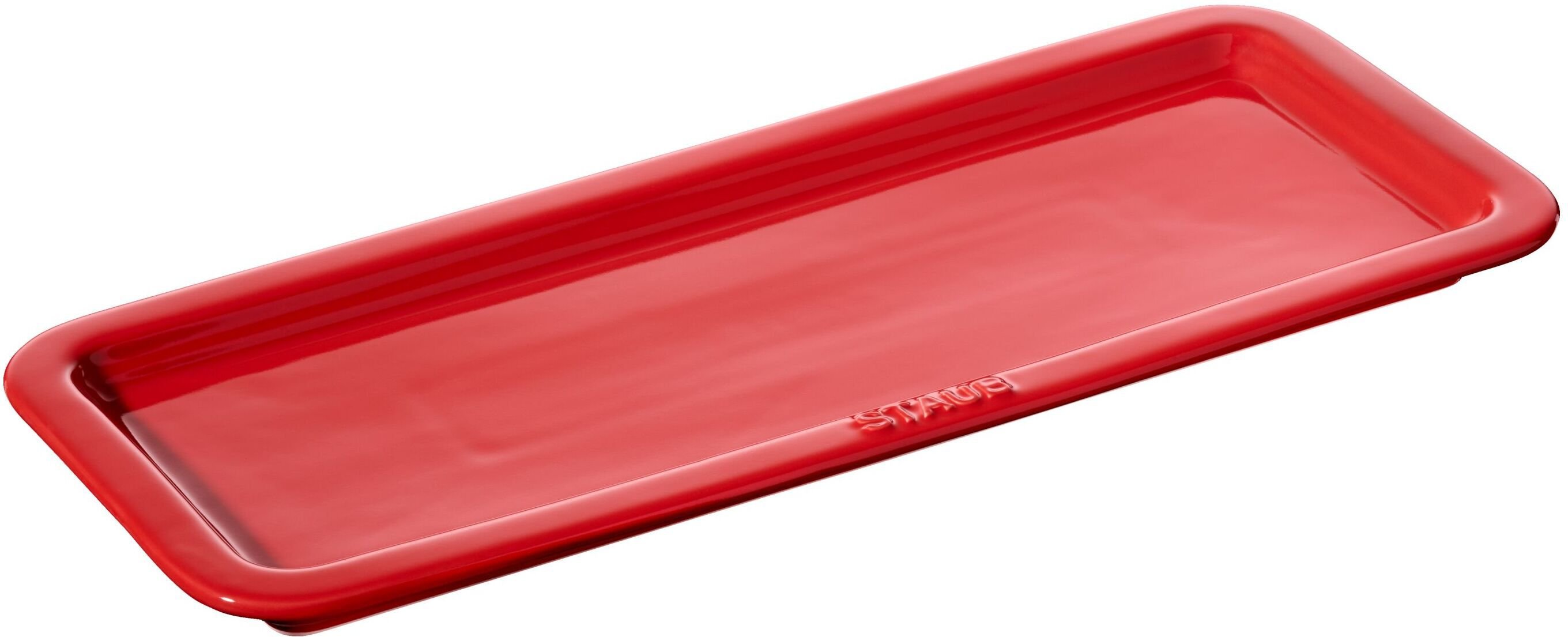 Staub Ceramique Servierteller 36 cm x 14 cm, rechteckig, Kirsch-Rot, Keramik