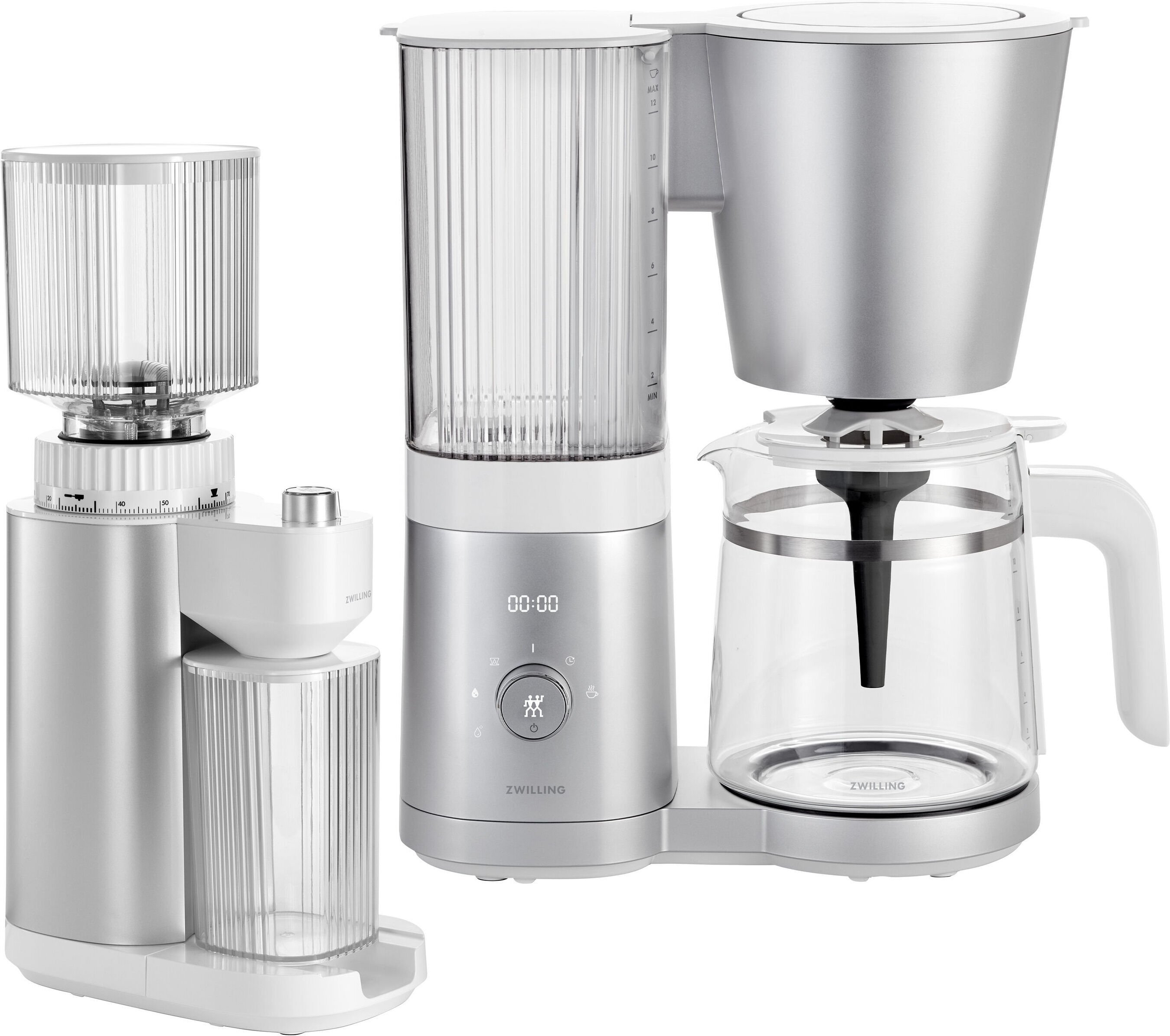 ZWILLING ENFINIGY Kaffeemühle & Filterkaffeemaschine Set, 2-tlg. / 1,5 l, Silber-Weiß, Kunststoff
