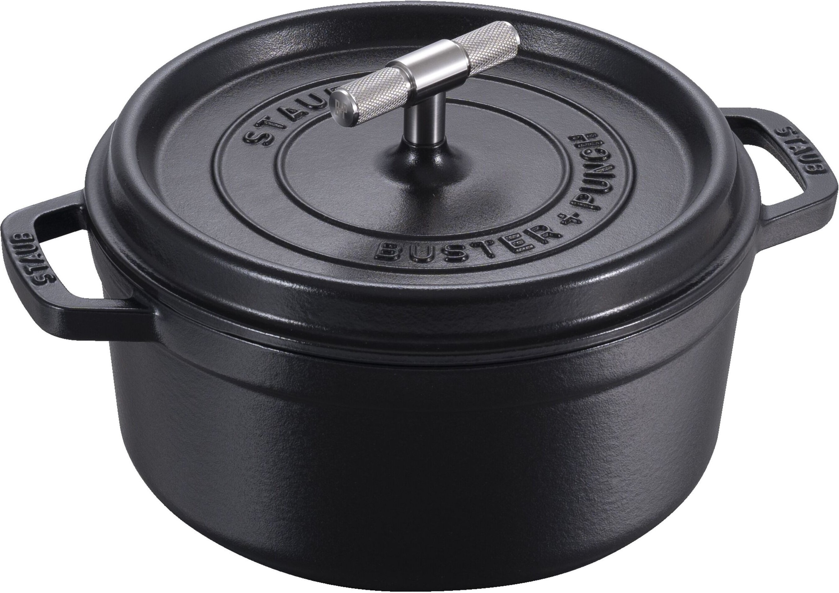 Staub La Cocotte Cocotte Buster+Punch 24 cm, rund, Schwarz, Gusseisen