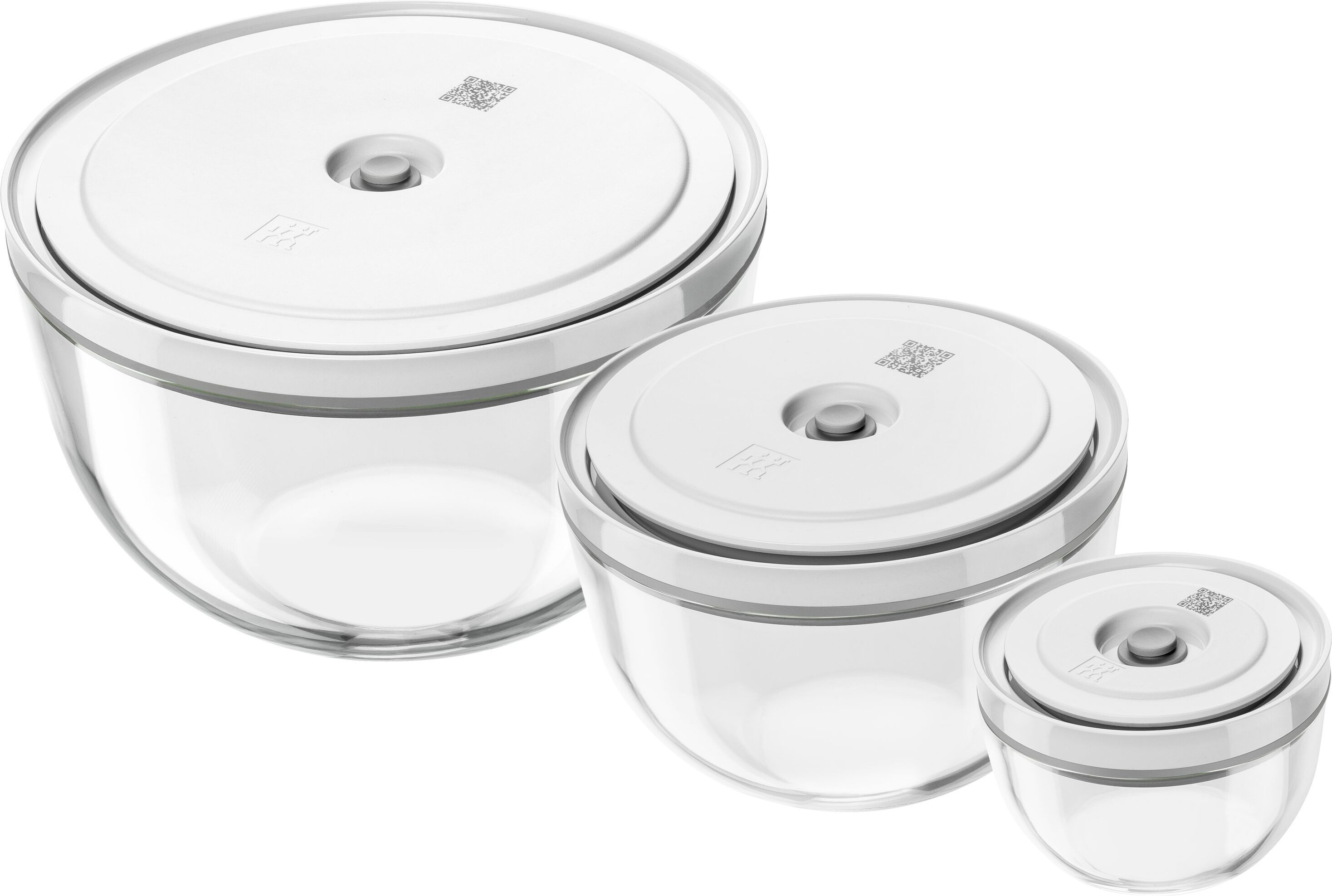 ZWILLING Fresh & Save BOWLS Vakuumschüssel Set S/M/L / 6-tlg, Glas, Transparent-Weiß