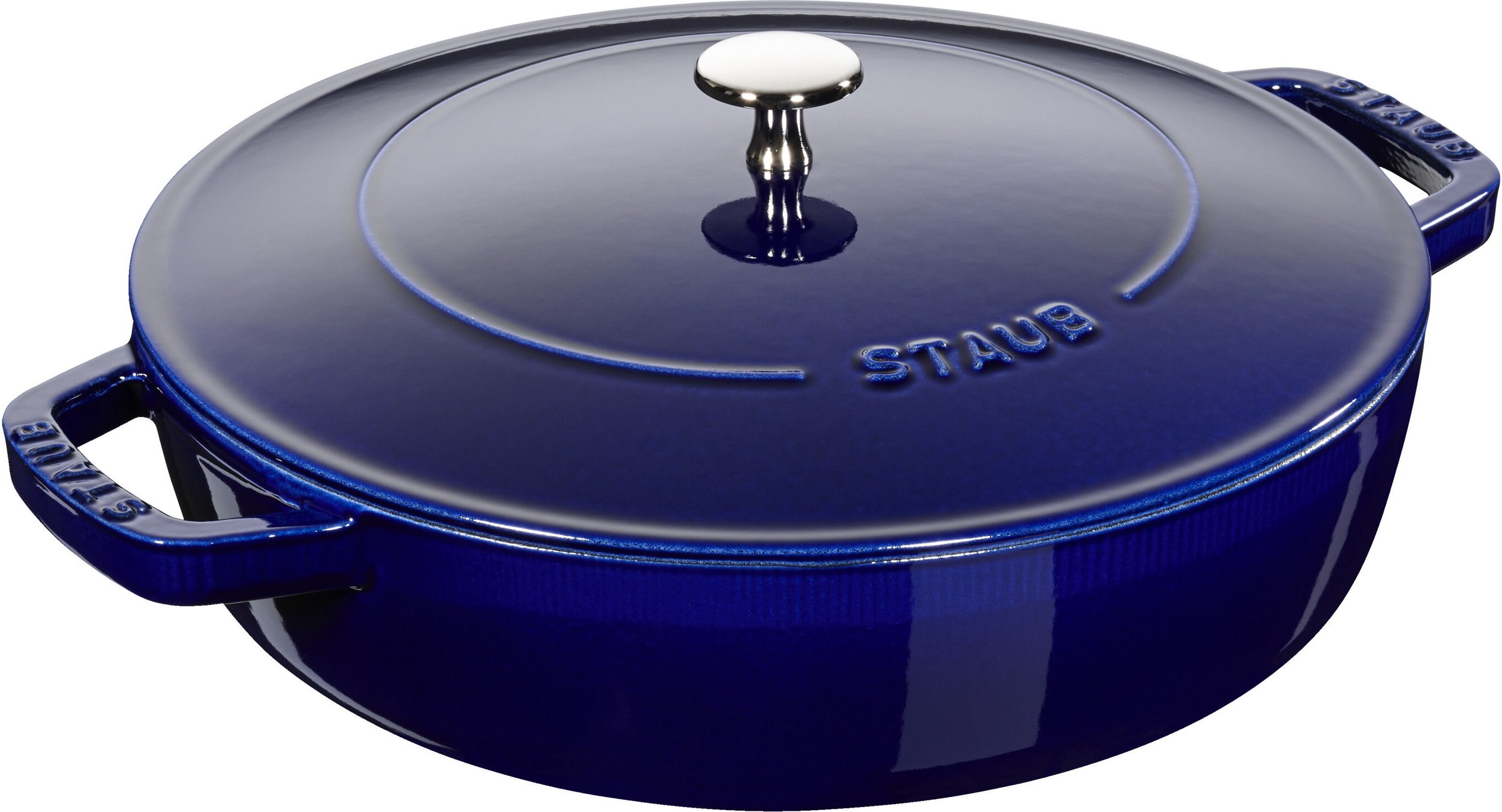 Staub Braisers Bräter mit Chistera Drop-Structure 28 cm, rund, Dunkelblau, Gusseisen