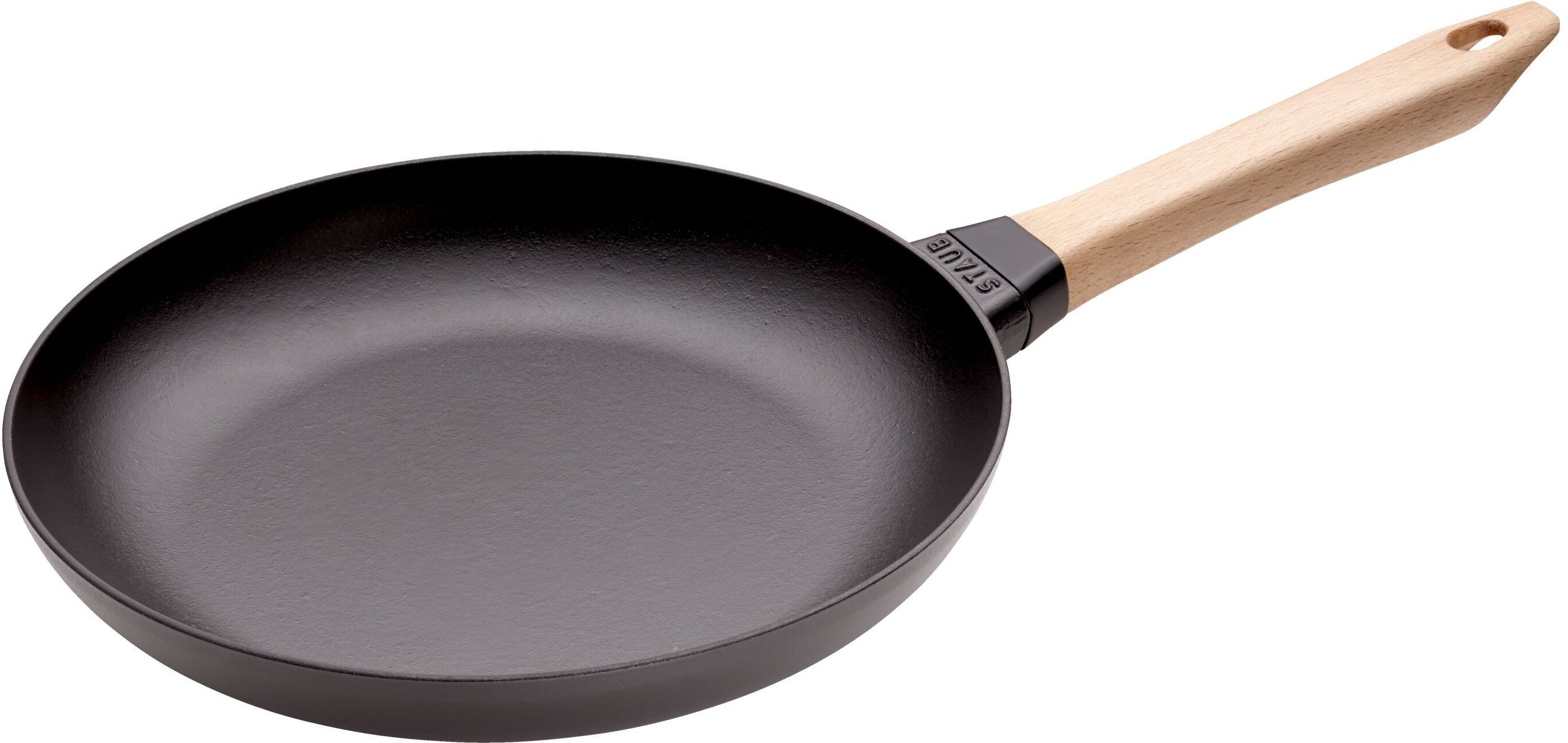 Staub Pans Bratpfanne mit Holzgriff 28 cm, rund, Schwarz, Gusseisen